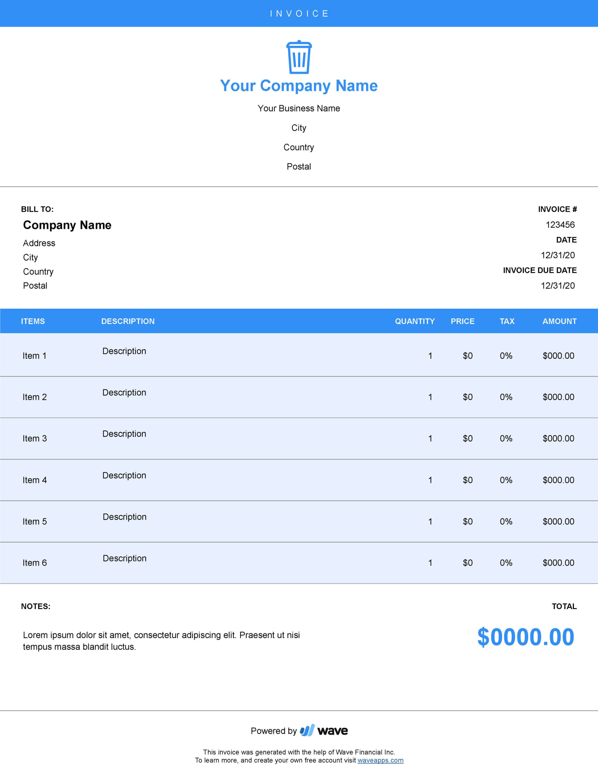 sample junk removal invoice template