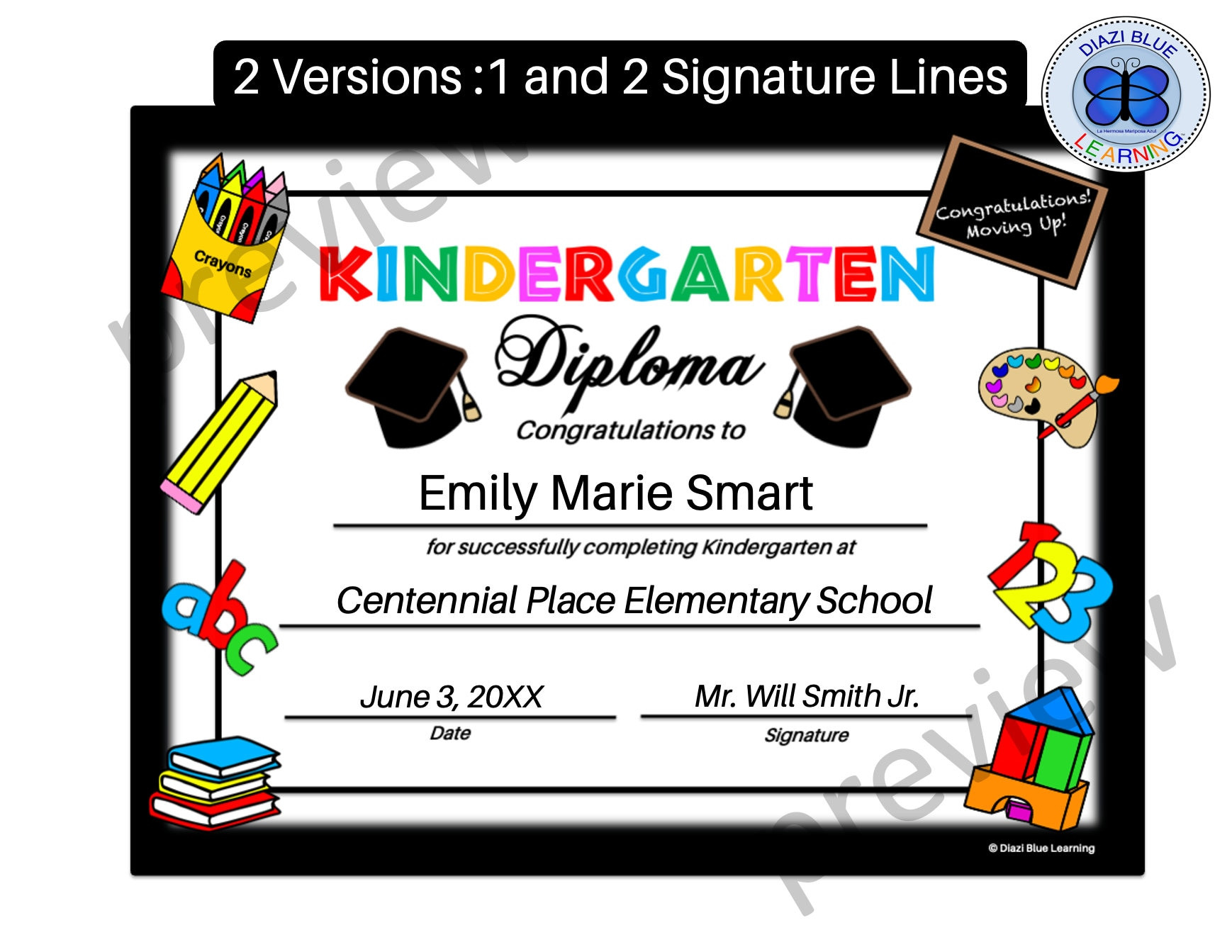 sample Kindergarten Graduation Certificate template