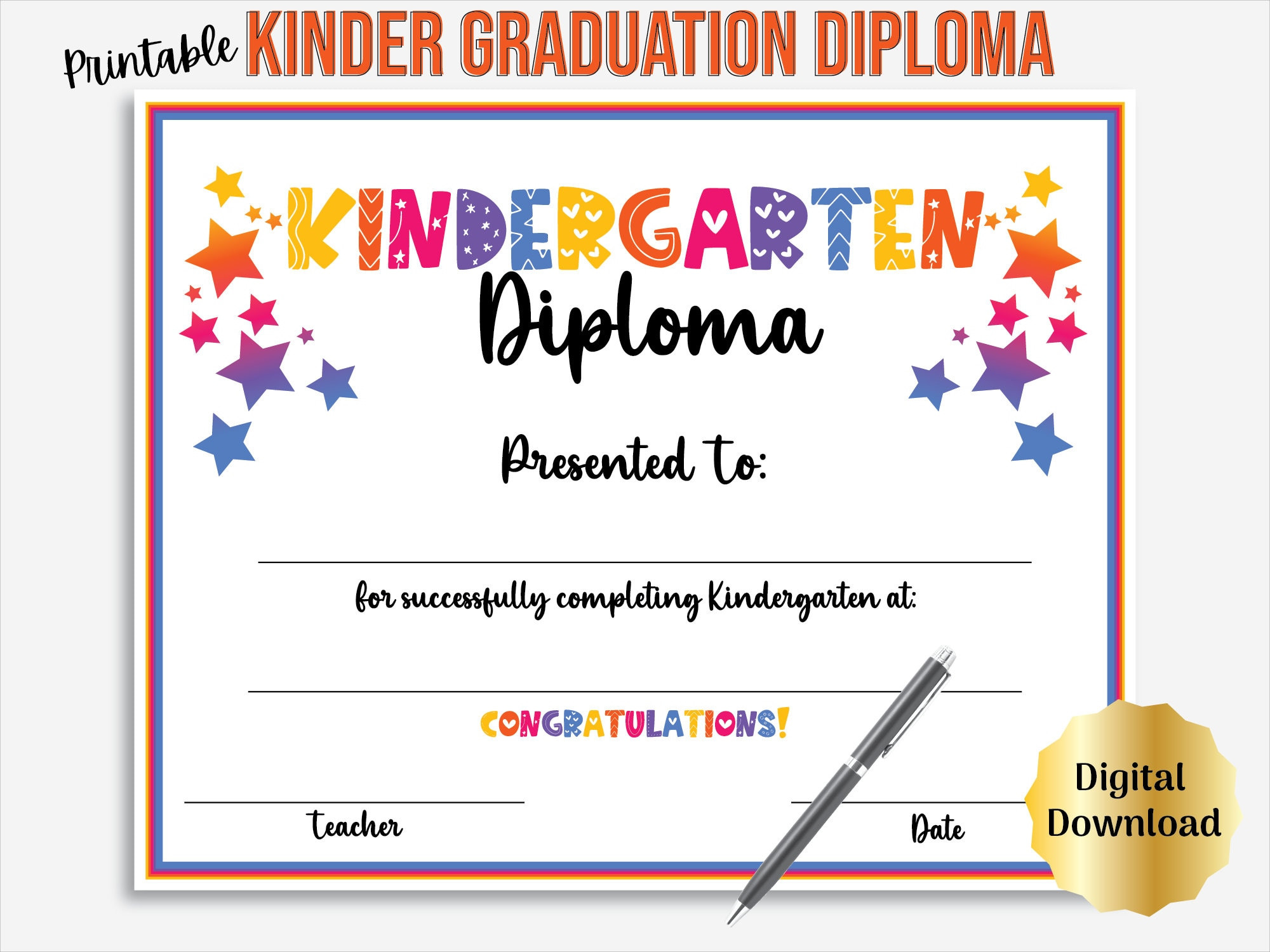 sample Kindergarten Graduation Certificate template