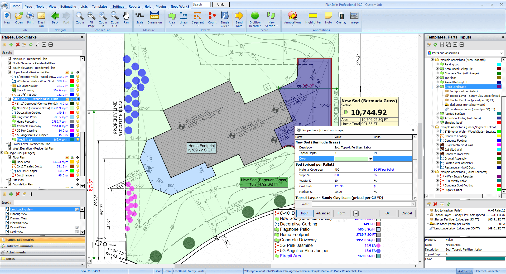 sample landscape estimate template