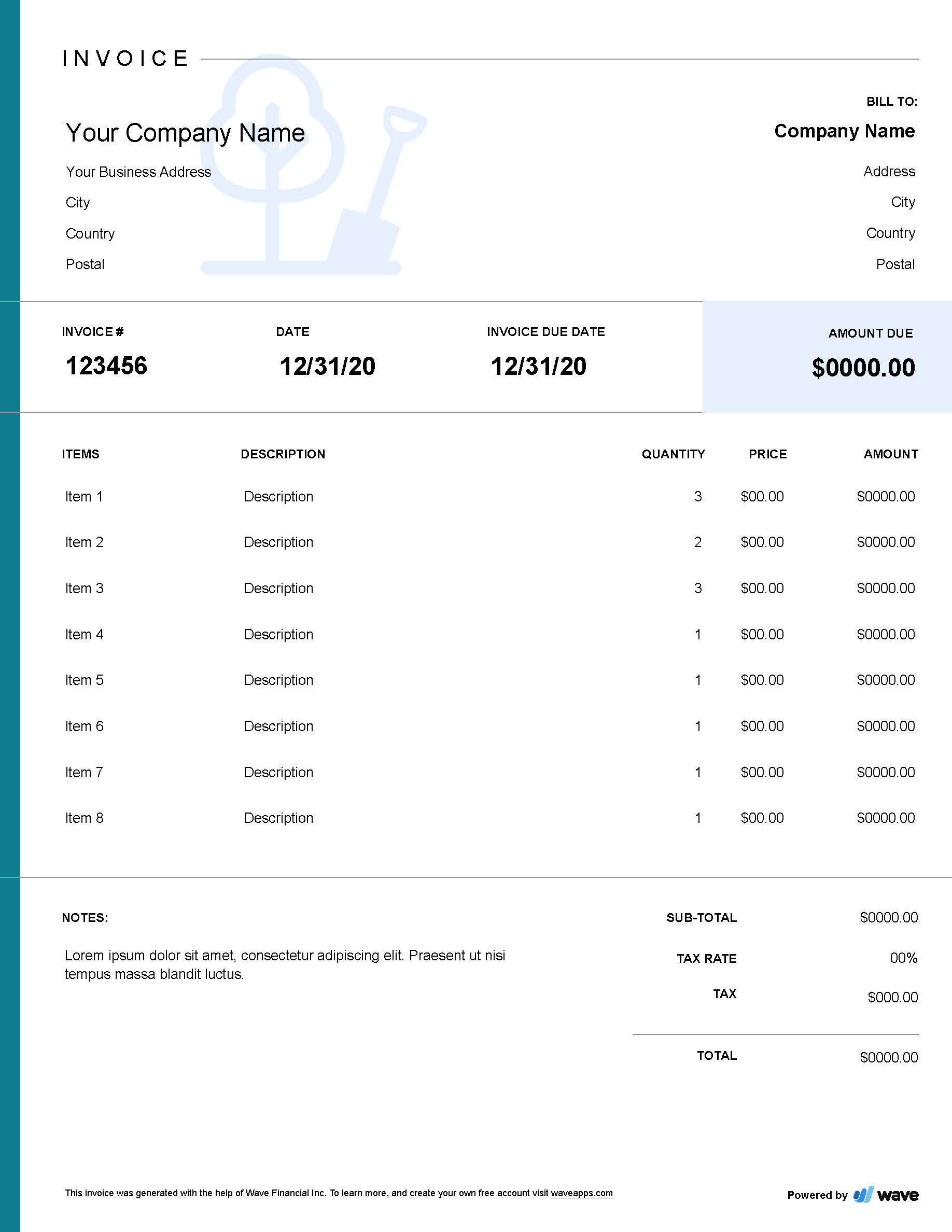 landscaping invoice template