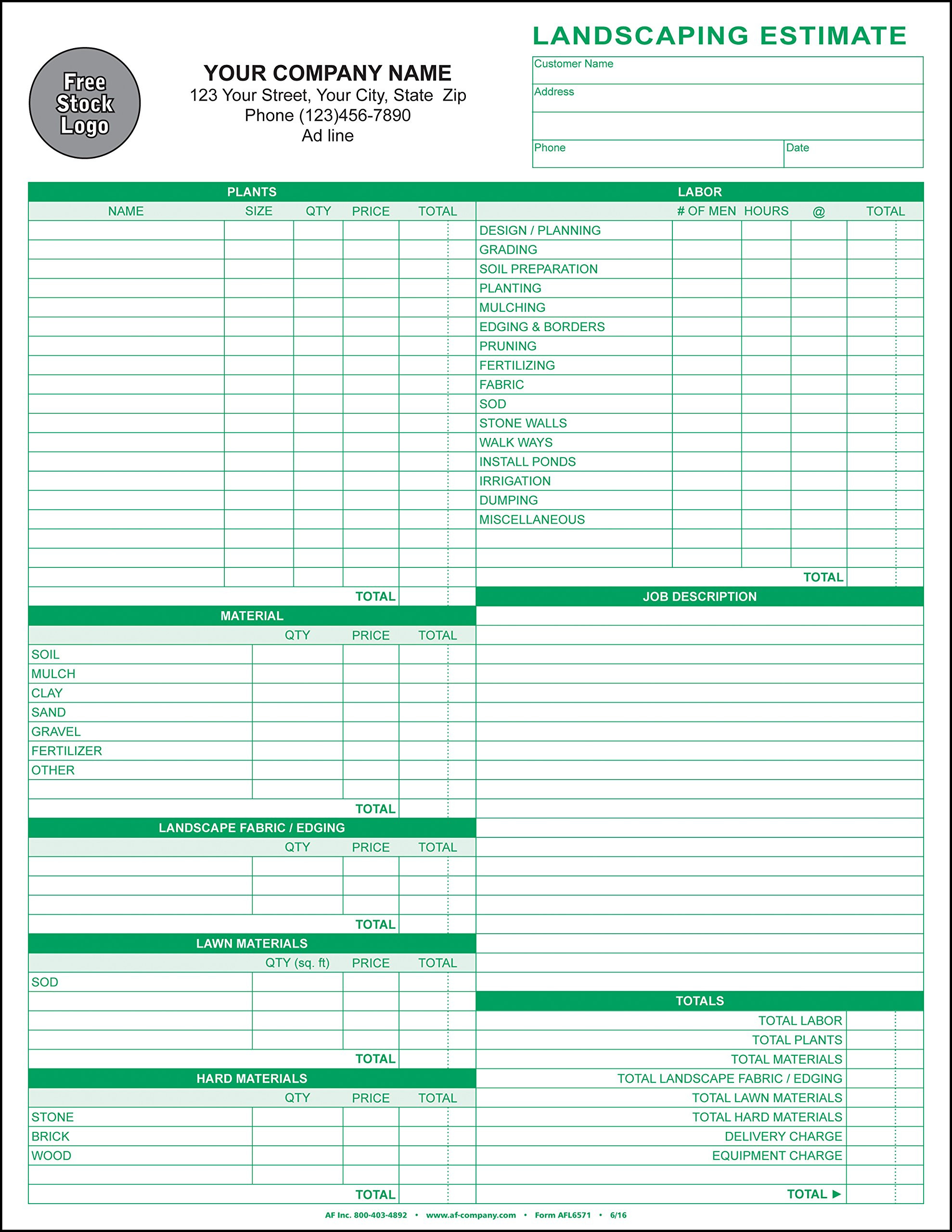 sample lawn care estimate template