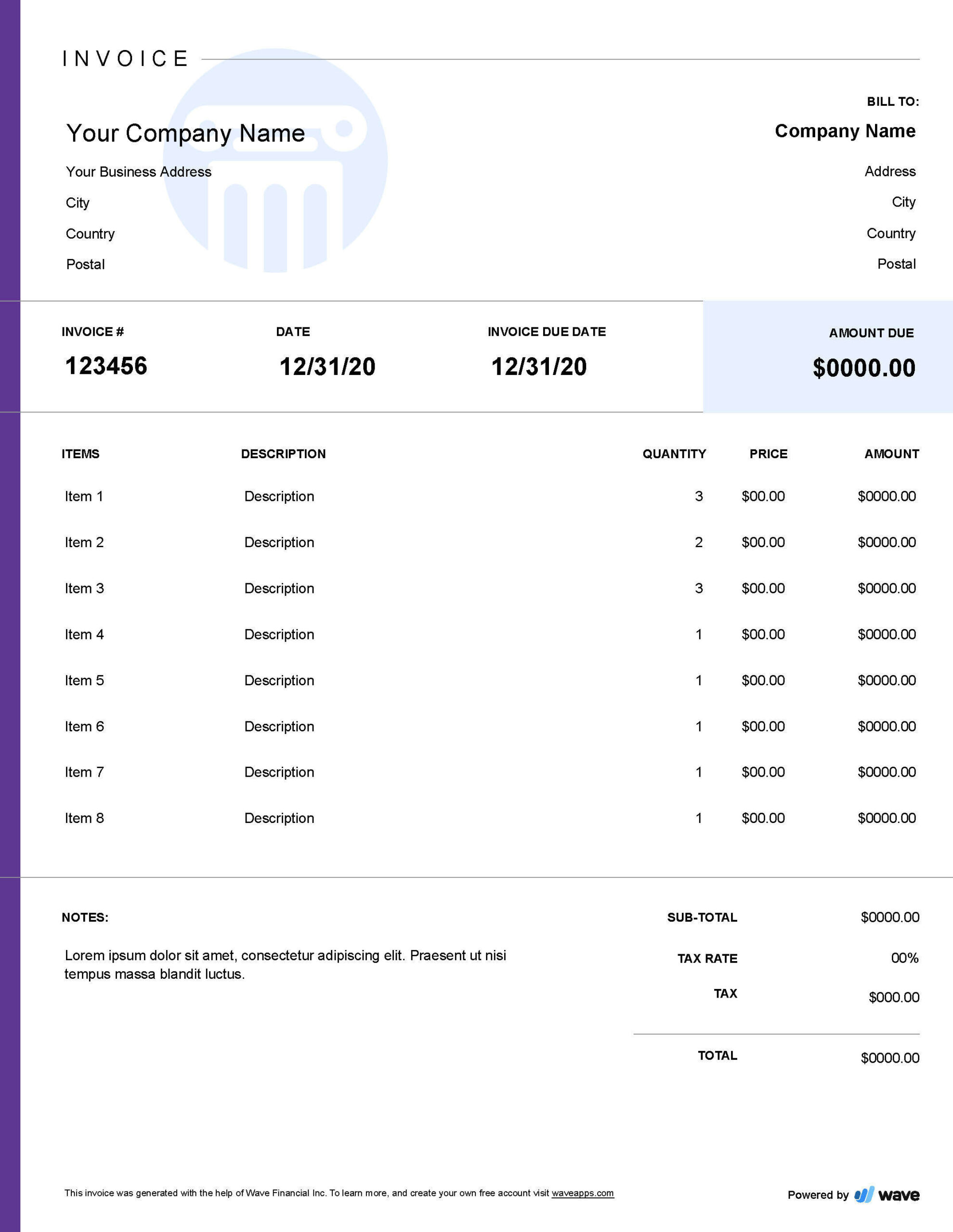 law invoice template