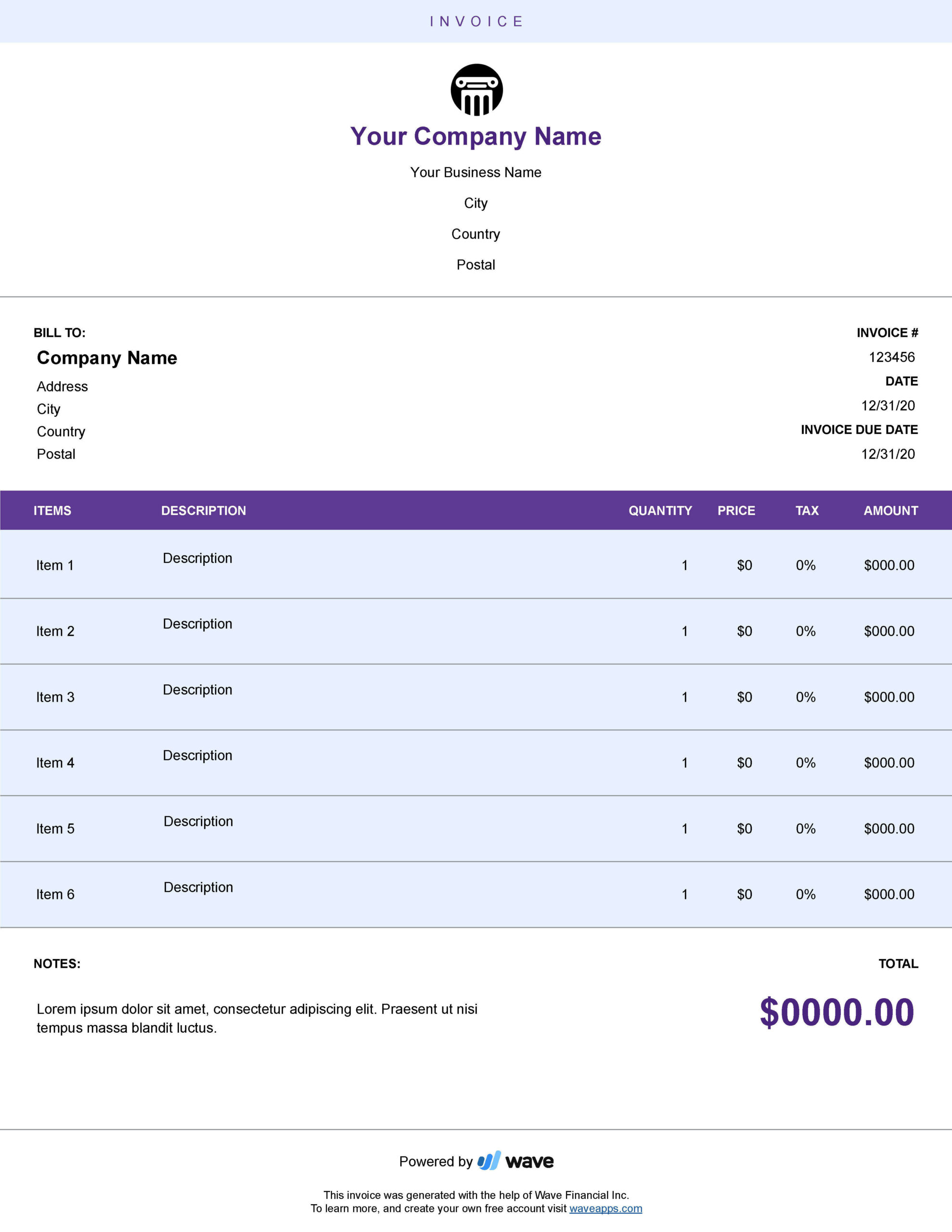 law invoice template