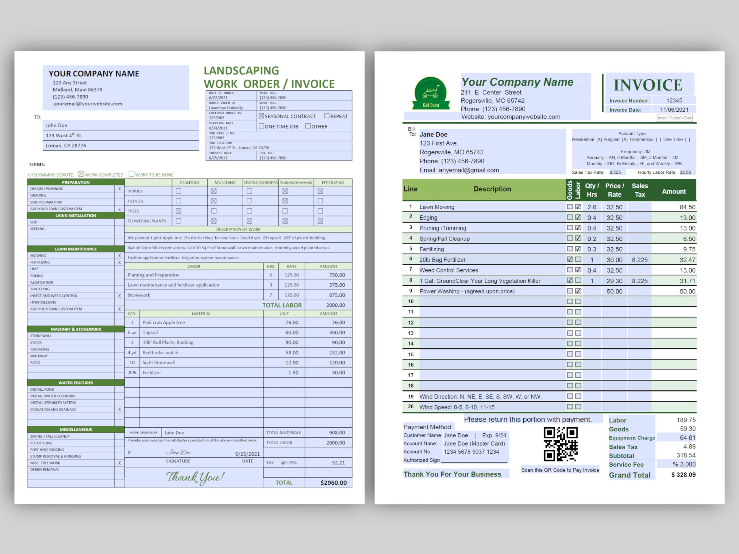 invoice for lawn services template