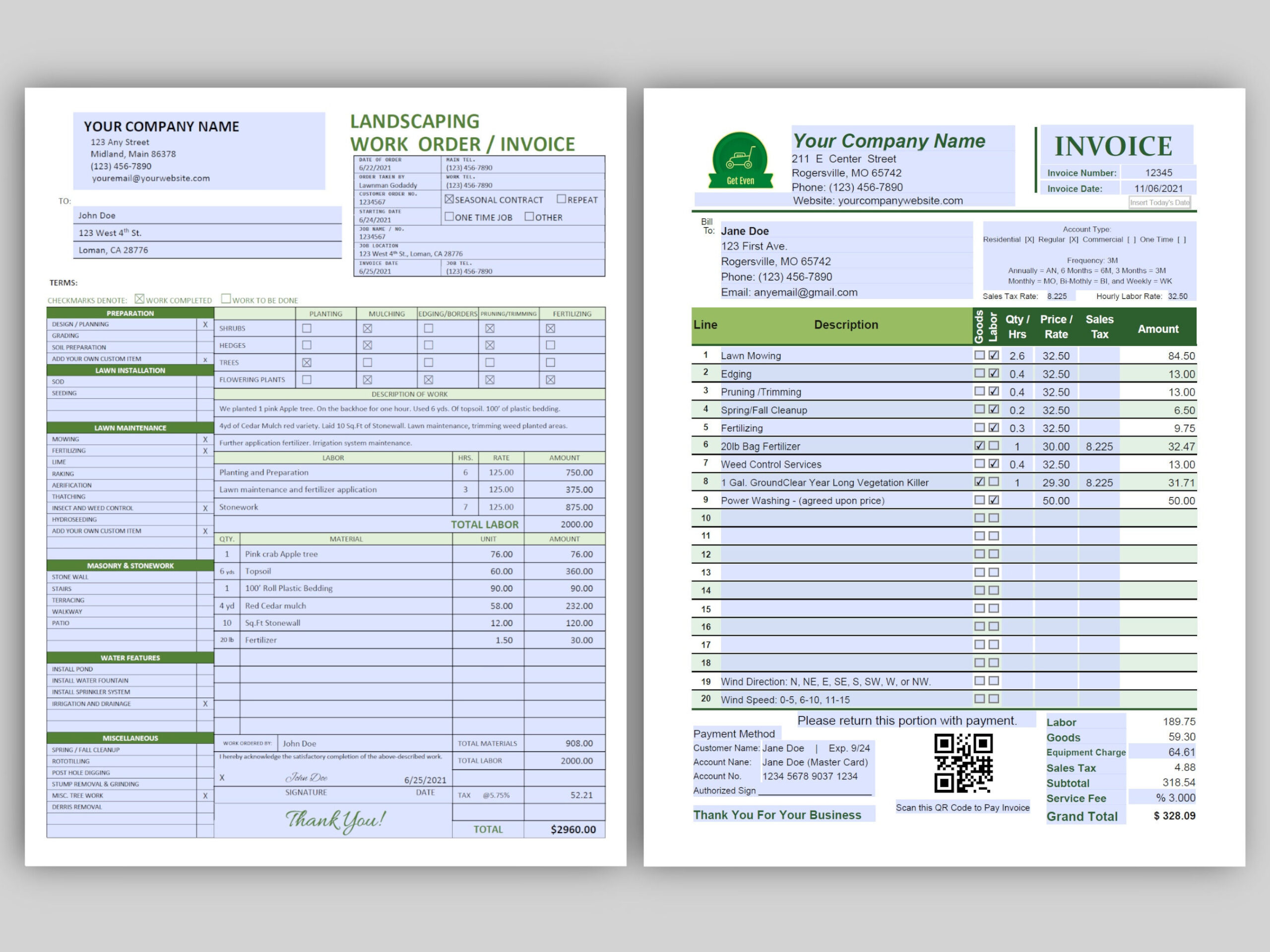 landscaping invoice template