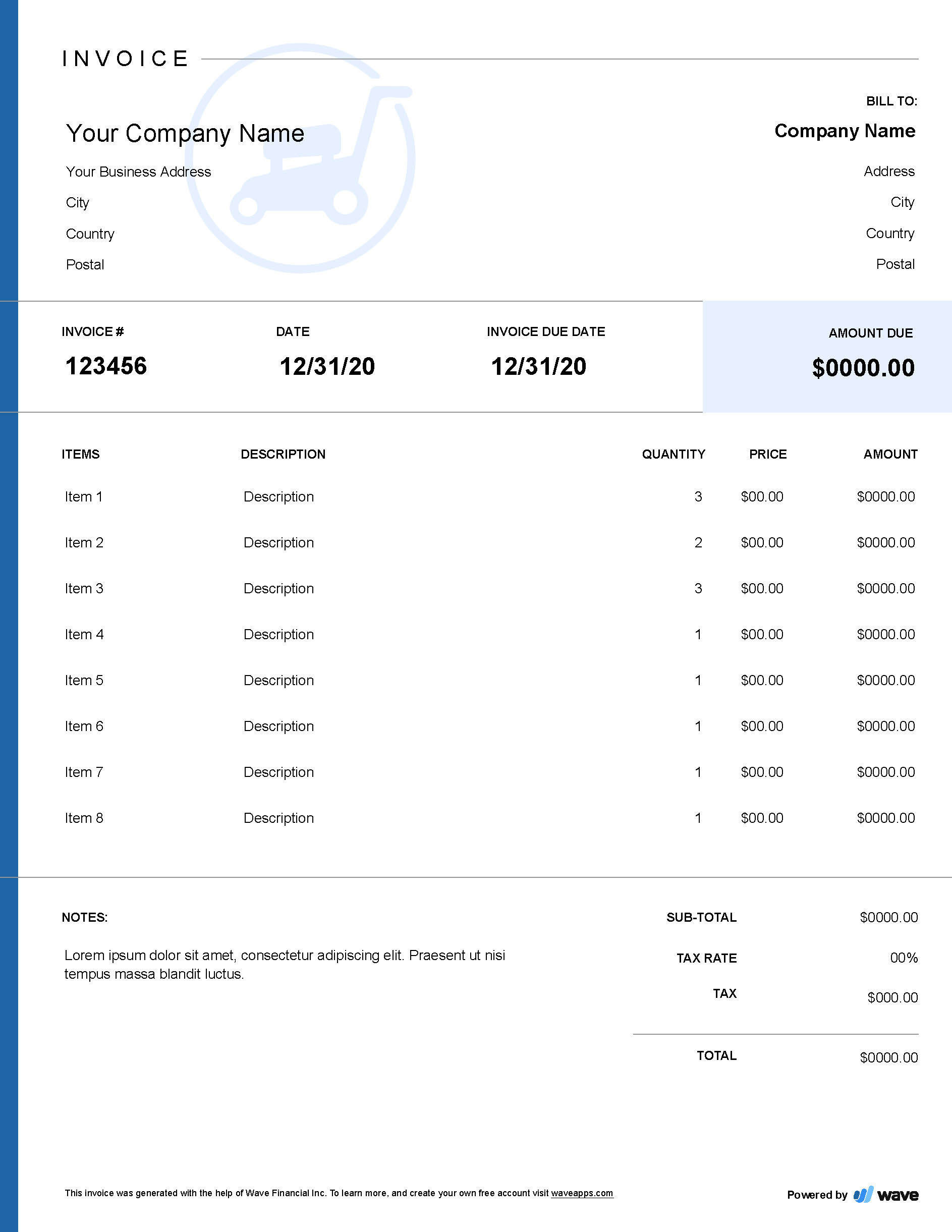 invoice for lawn services template