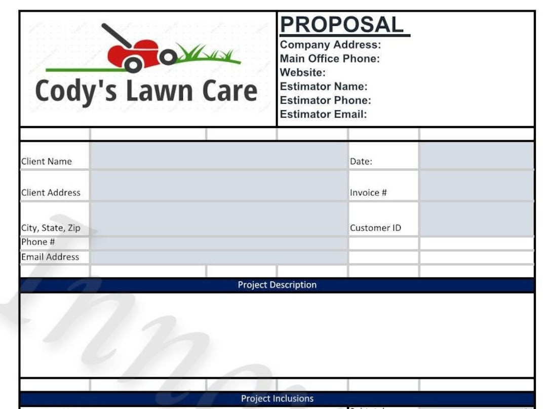 sample lawn care estimate template