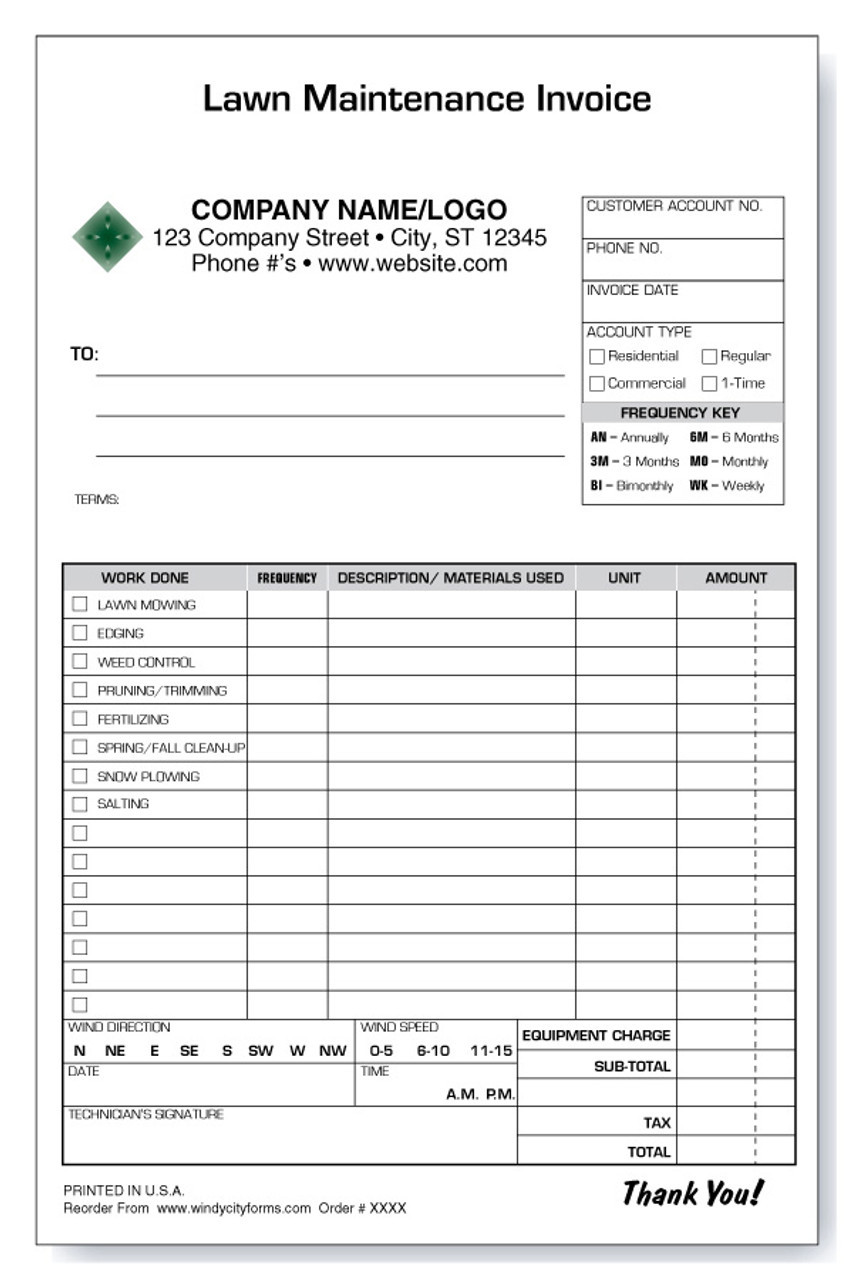 invoice for lawn services template