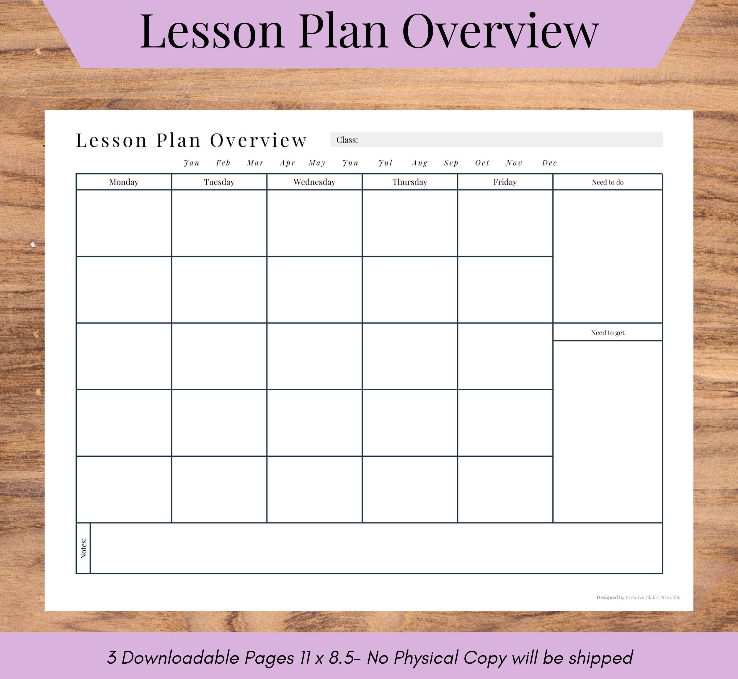 sample monthly lesson planner template