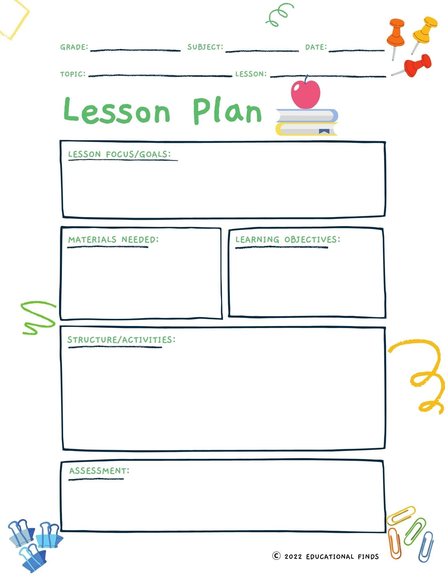 sample lesson planner template