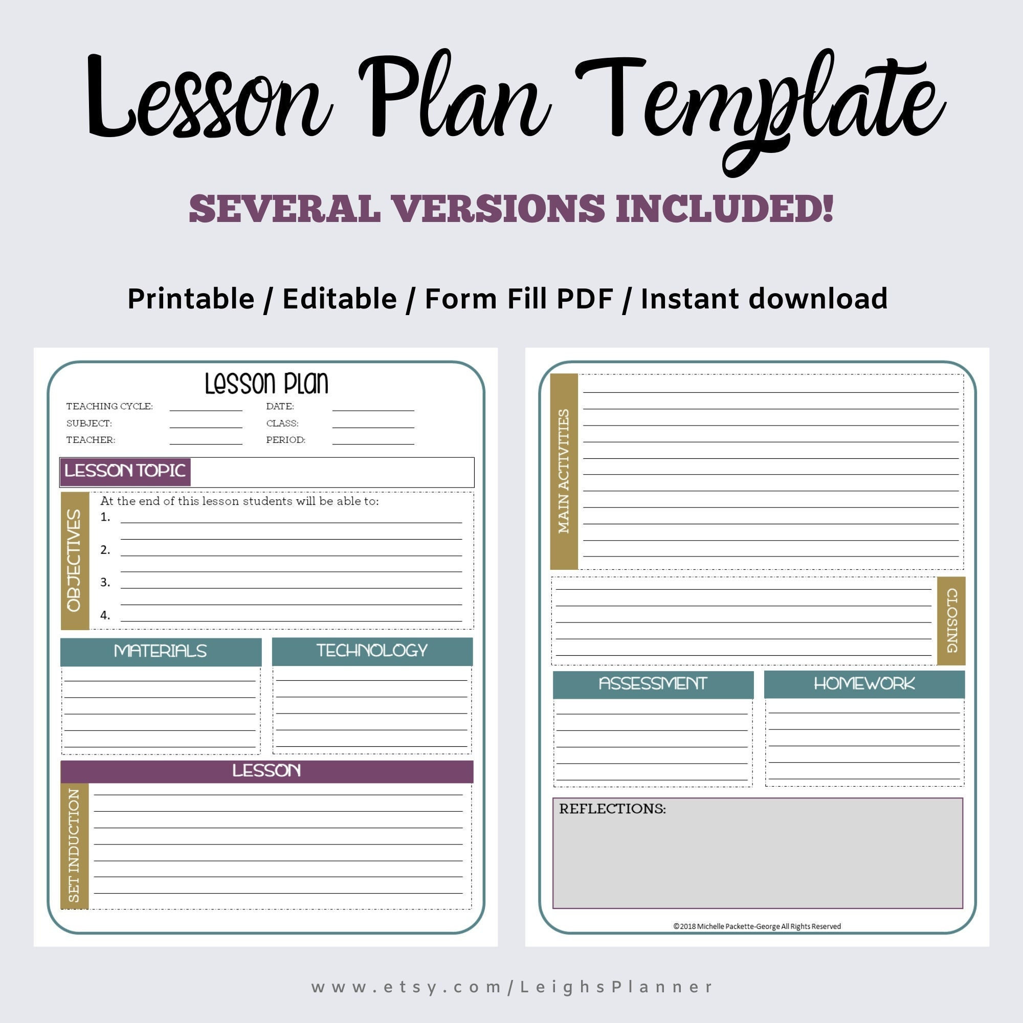 sample lesson planning for teachers template