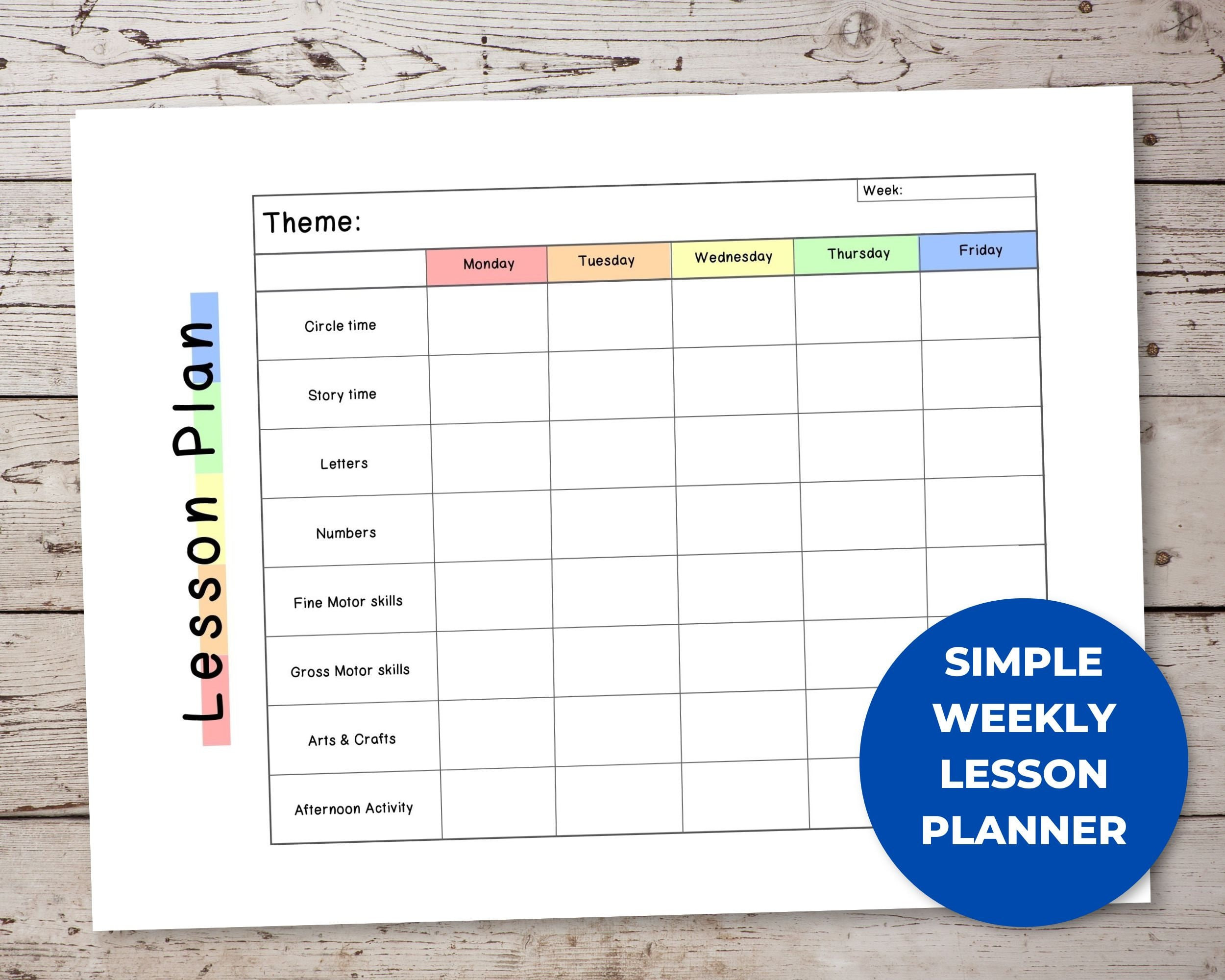 sample preschool lesson planner template