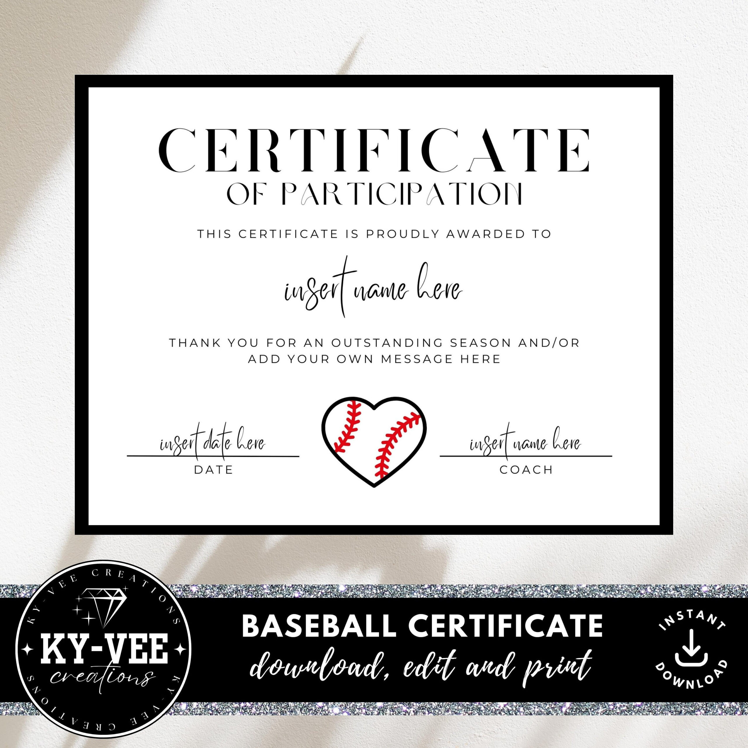 sample Baseball Certificate template