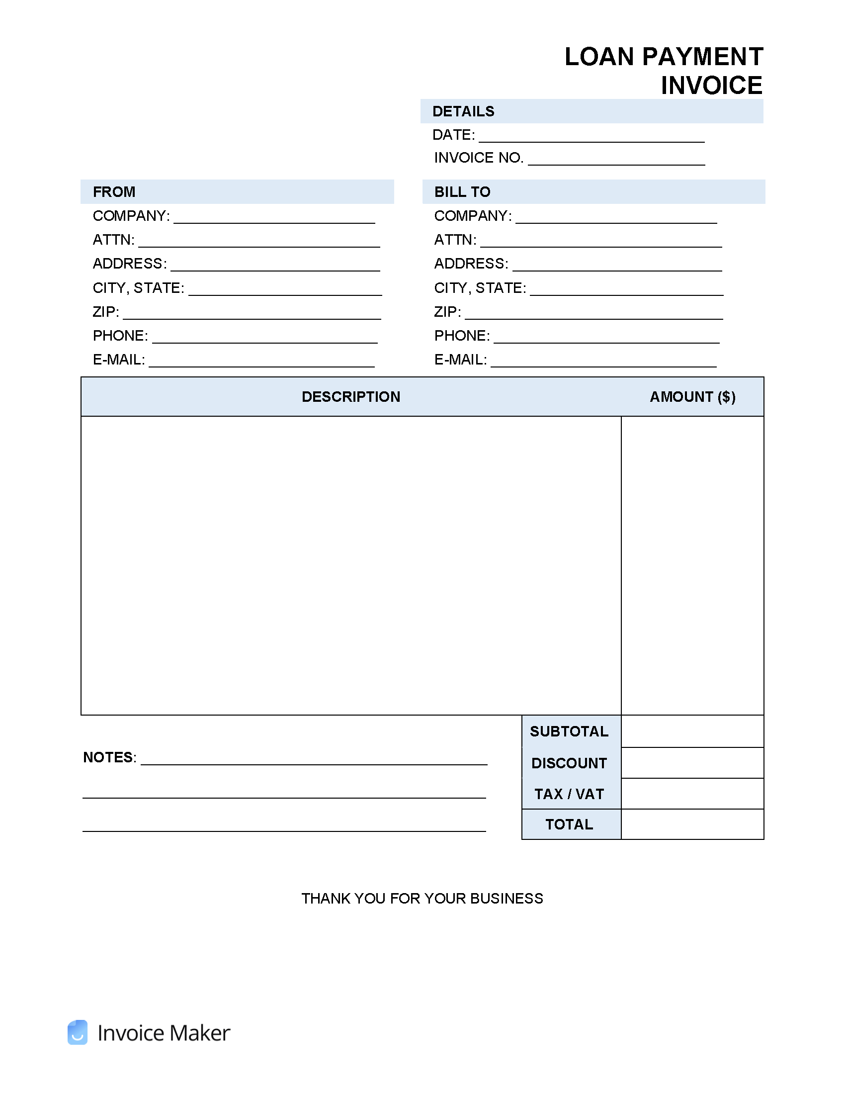 sample mortgage invoice template