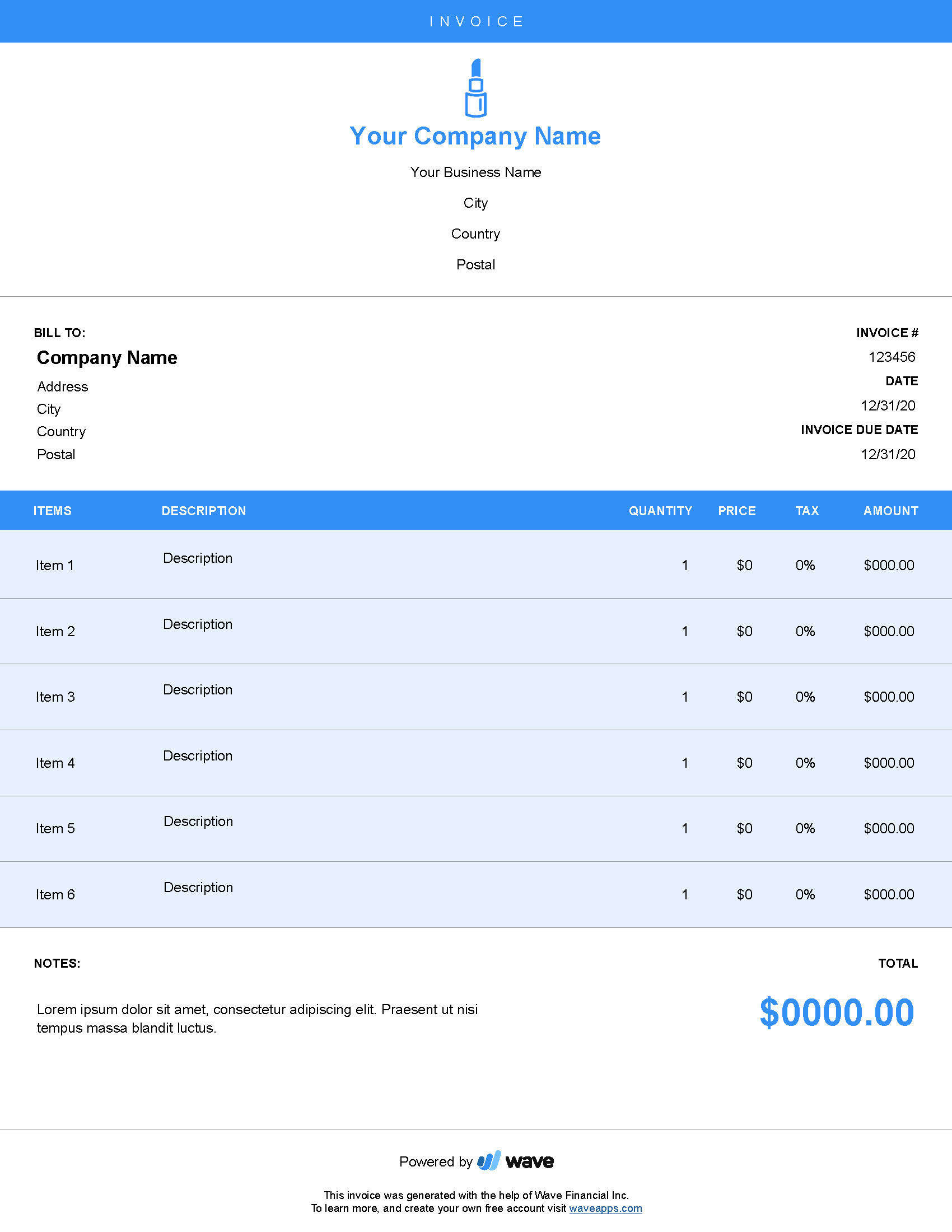 sample invoice for makeup artist template