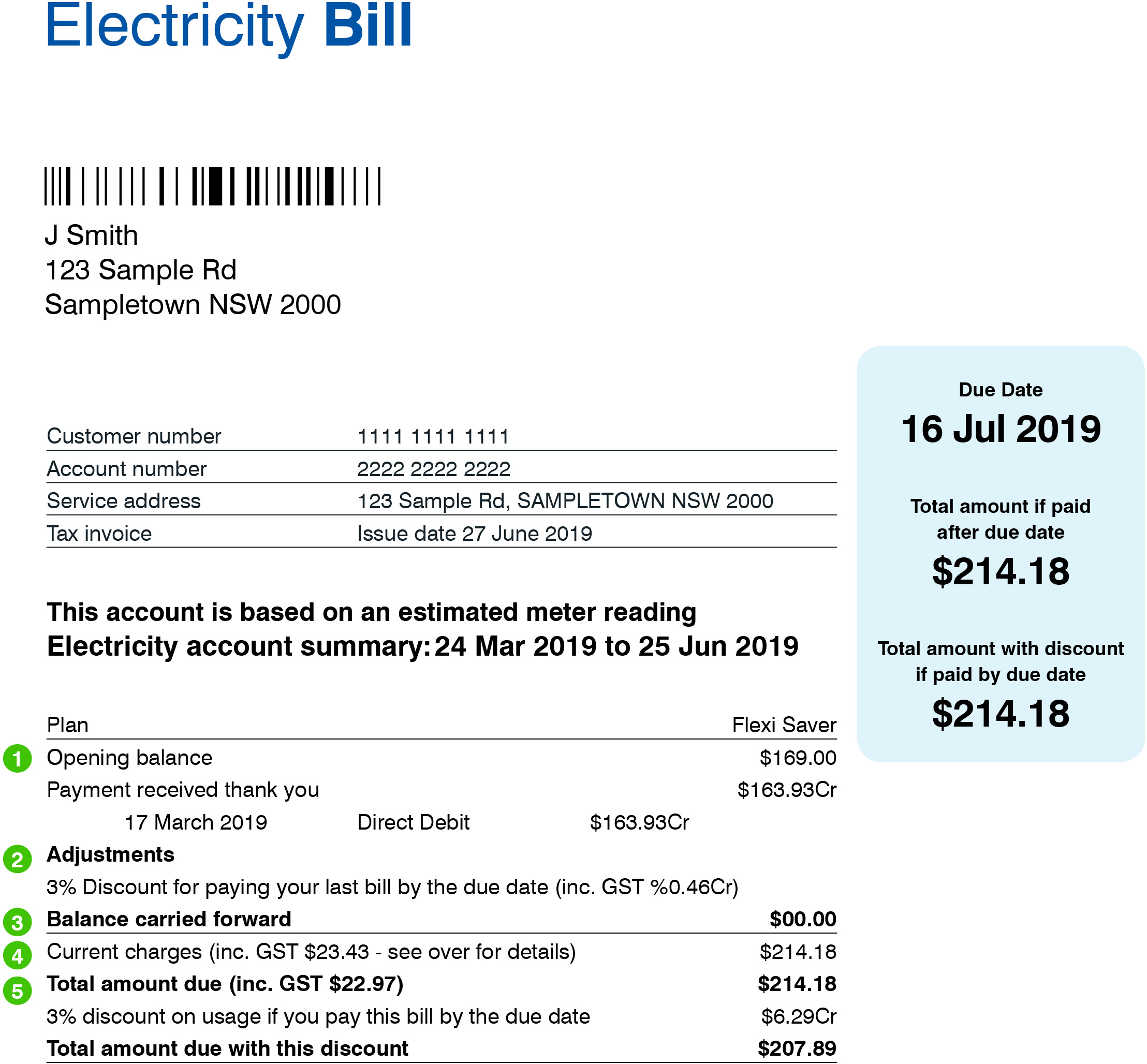 sample electricity invoice template