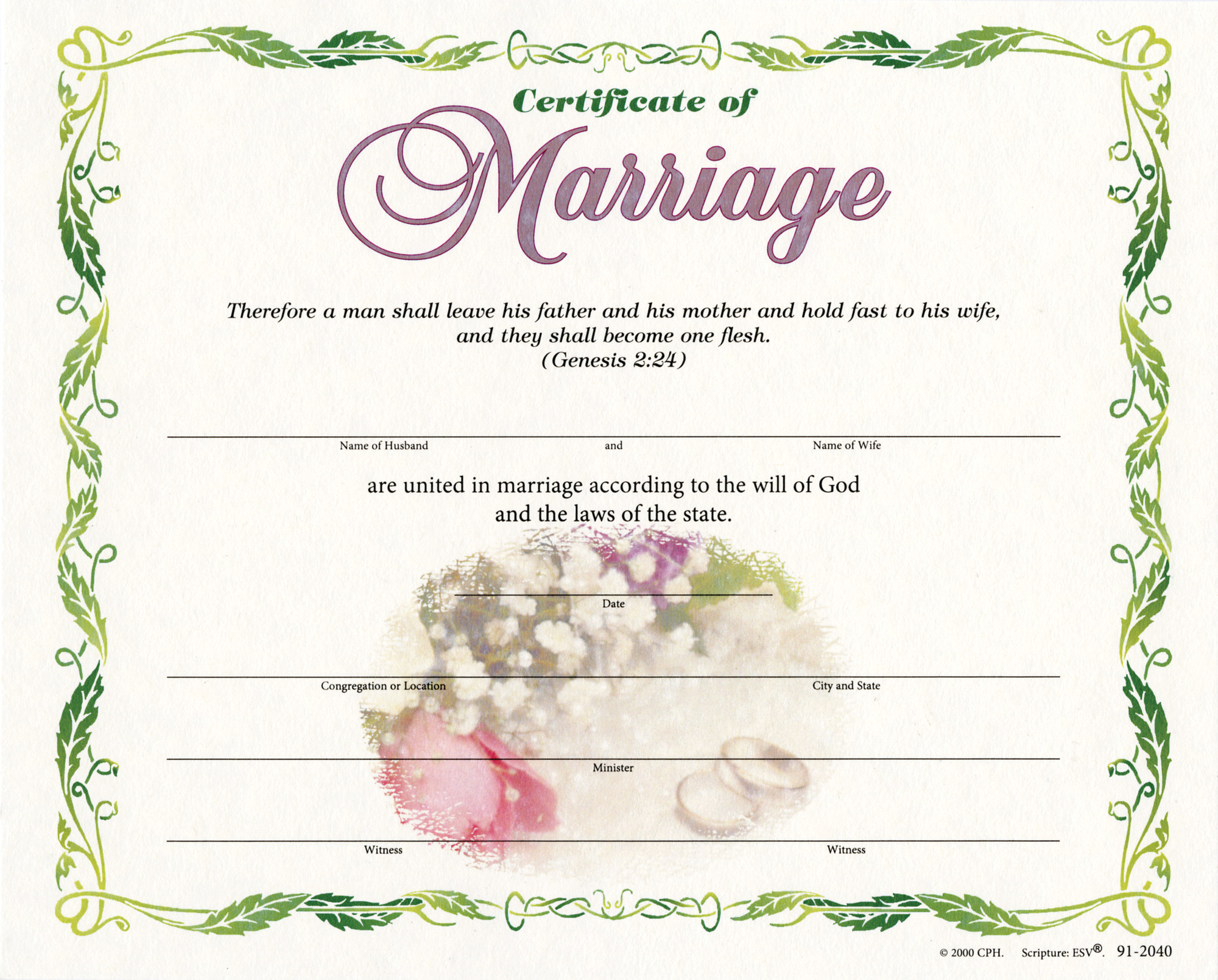 sample marriage certificate template