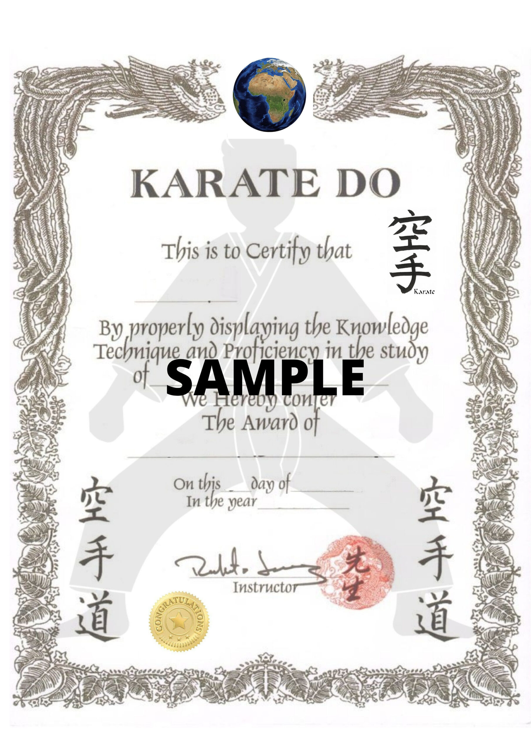 sample Martial Art Certificate template