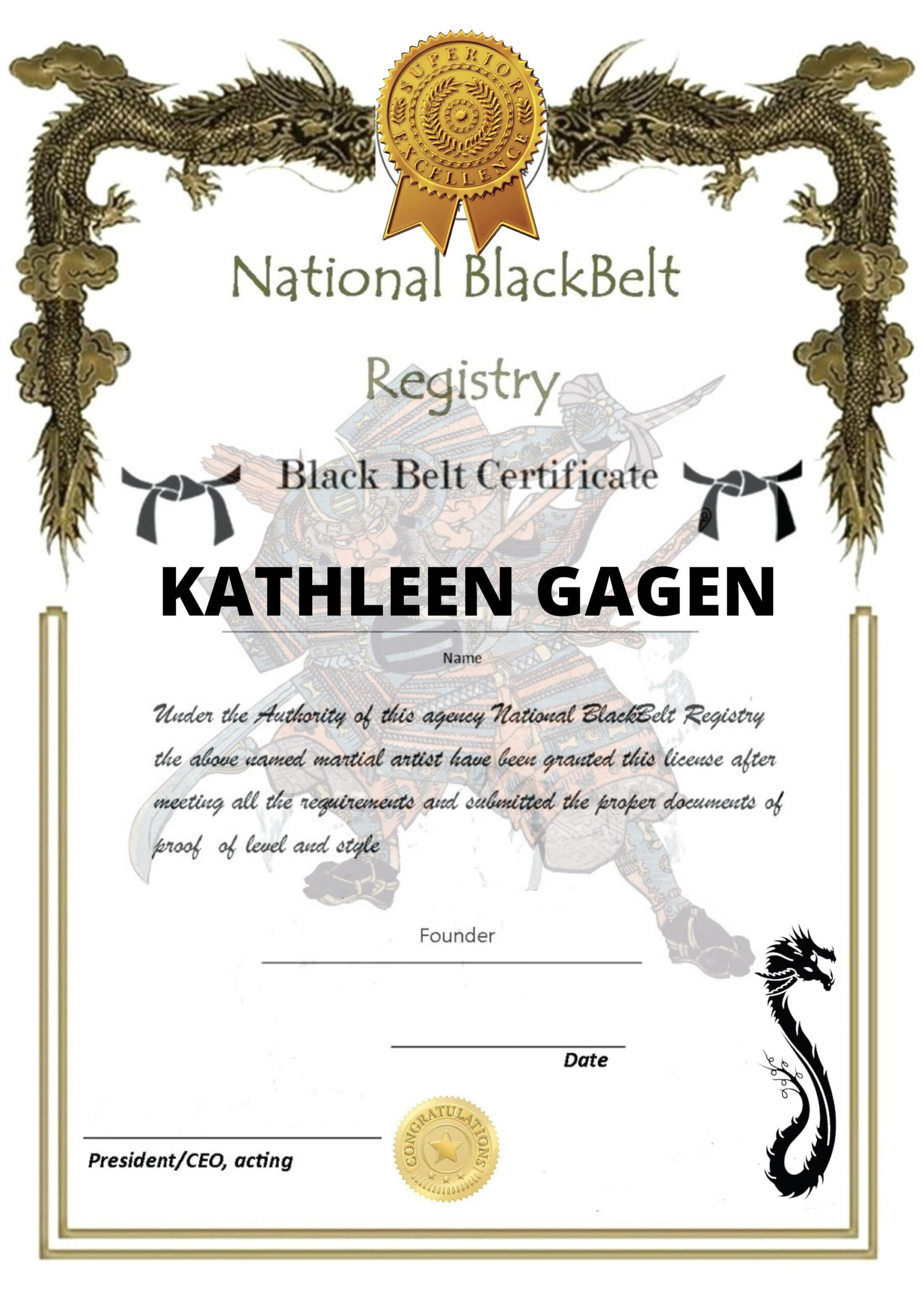 sample Martial Art Certificate template