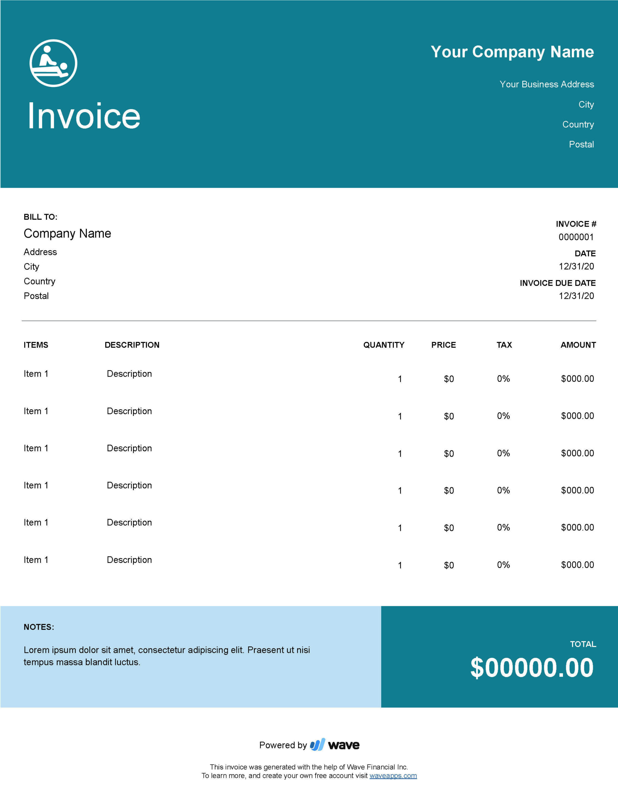 sample invoice for massage therapy template