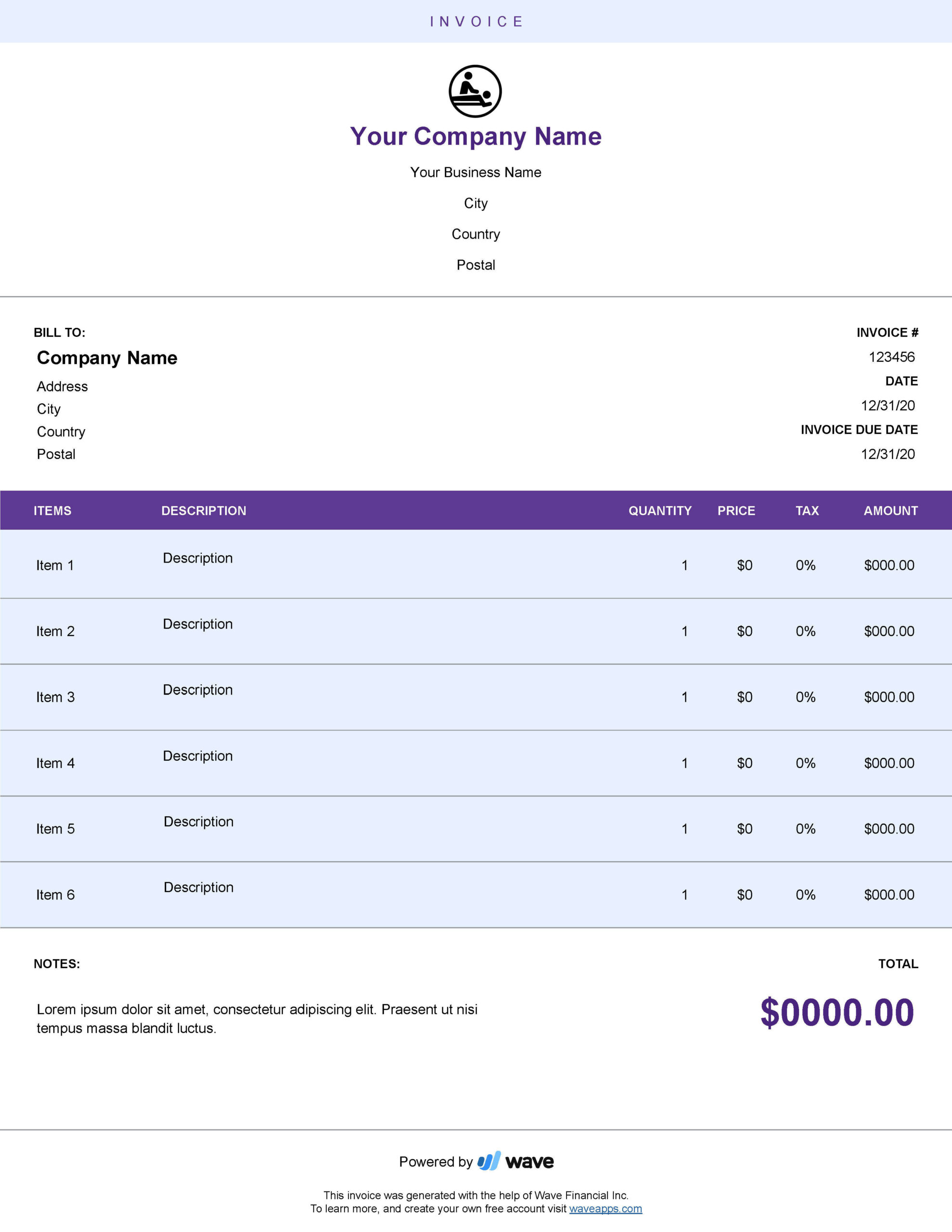 sample invoice for massage therapy template