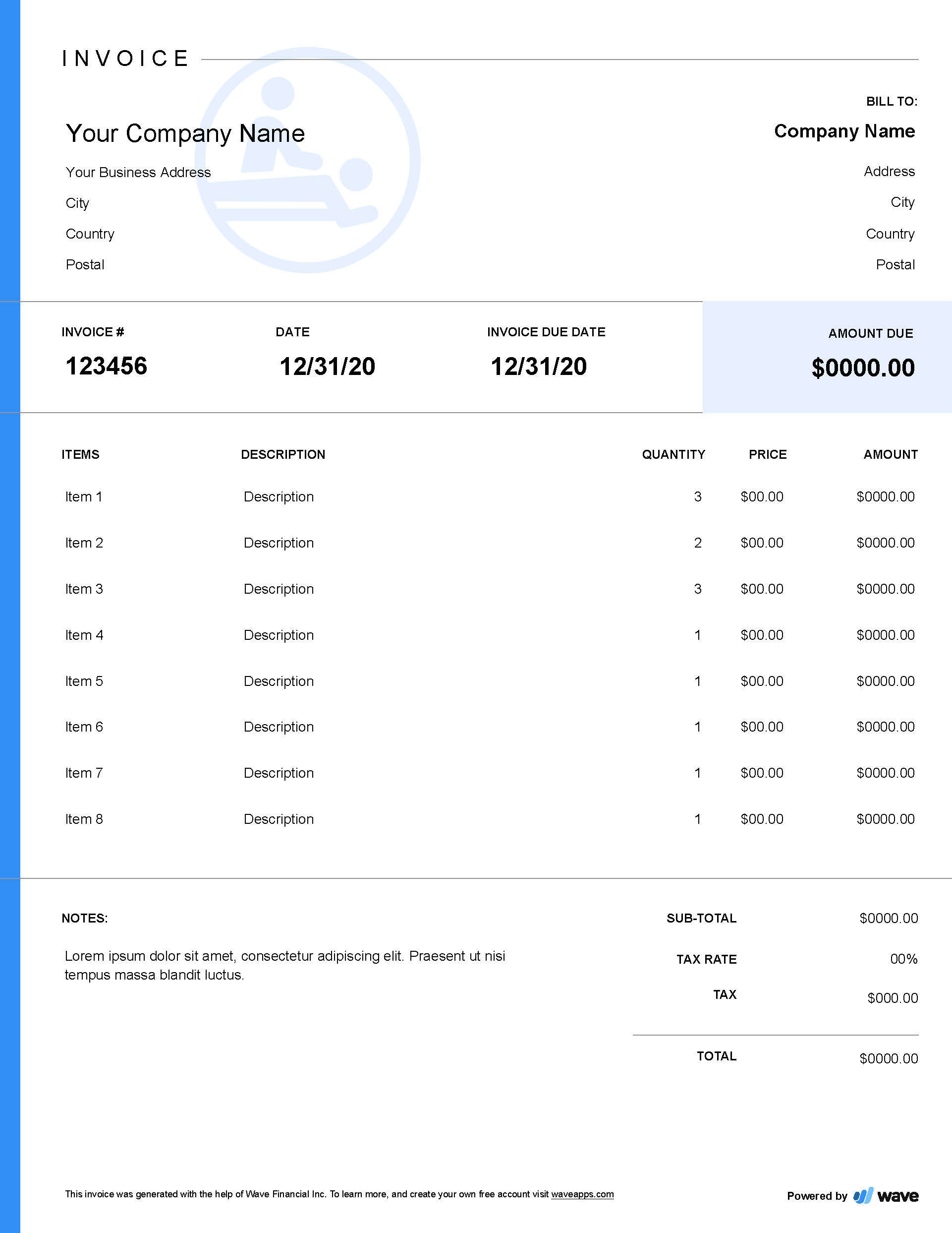 sample massage invoice template