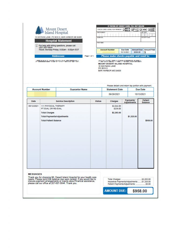 sample hospital billing statement template