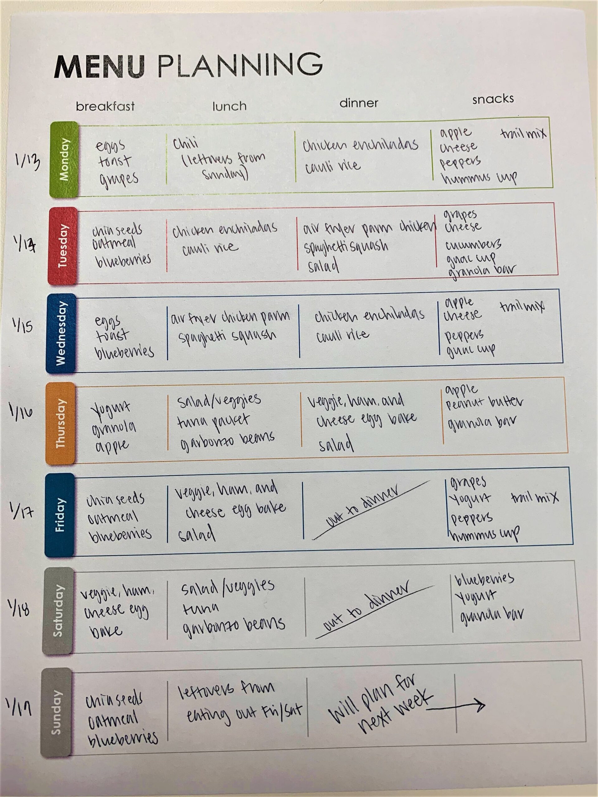 sample menu planning template