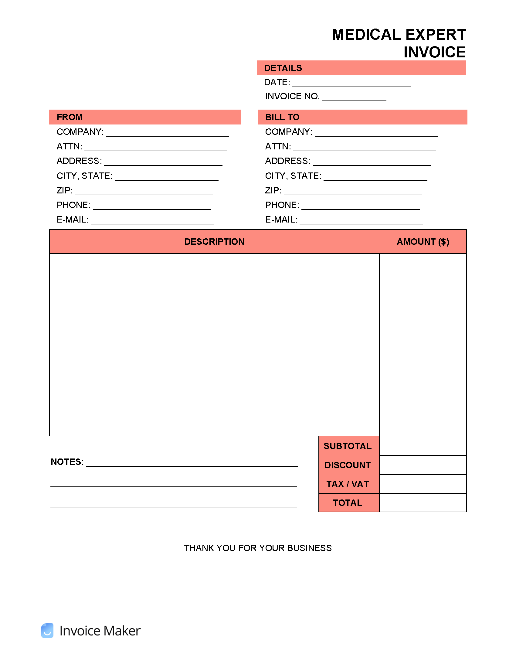 sample medical invoice template