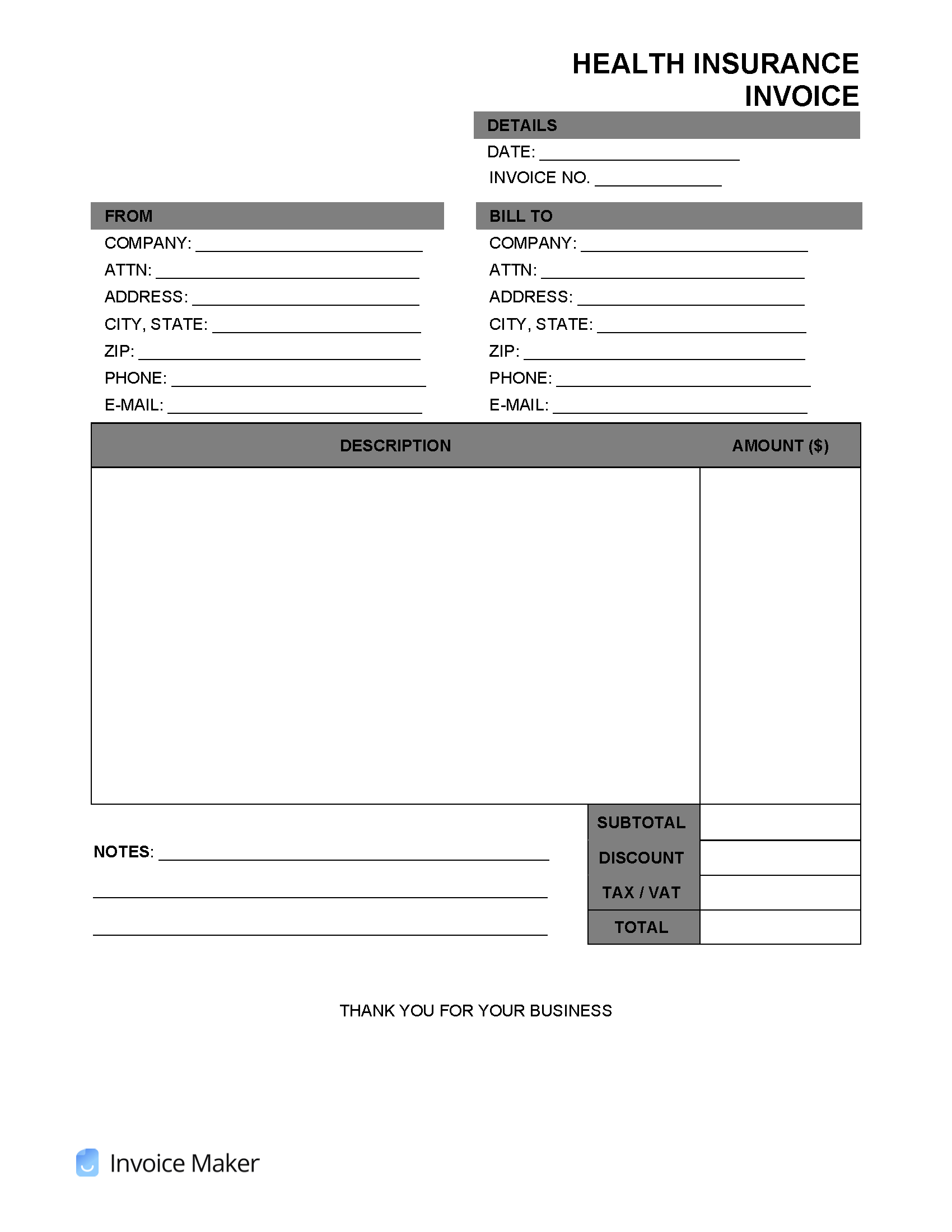 sample medical bill invoice template