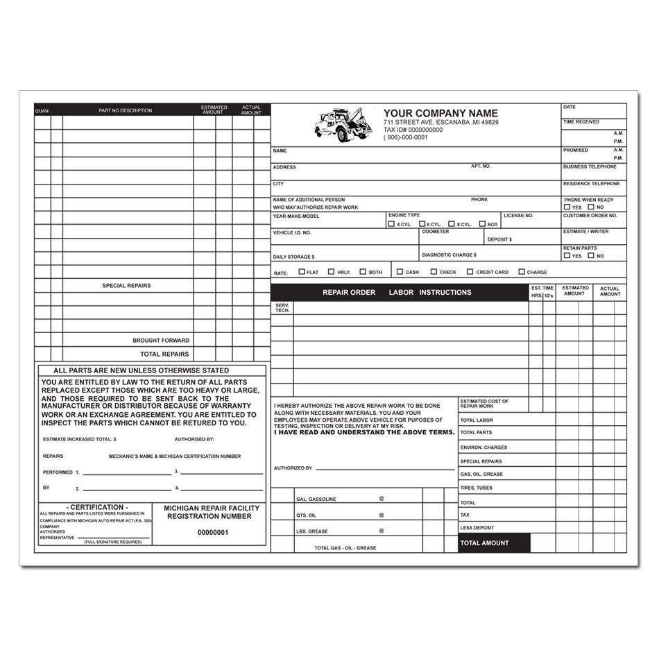 sample auto repair invoice template