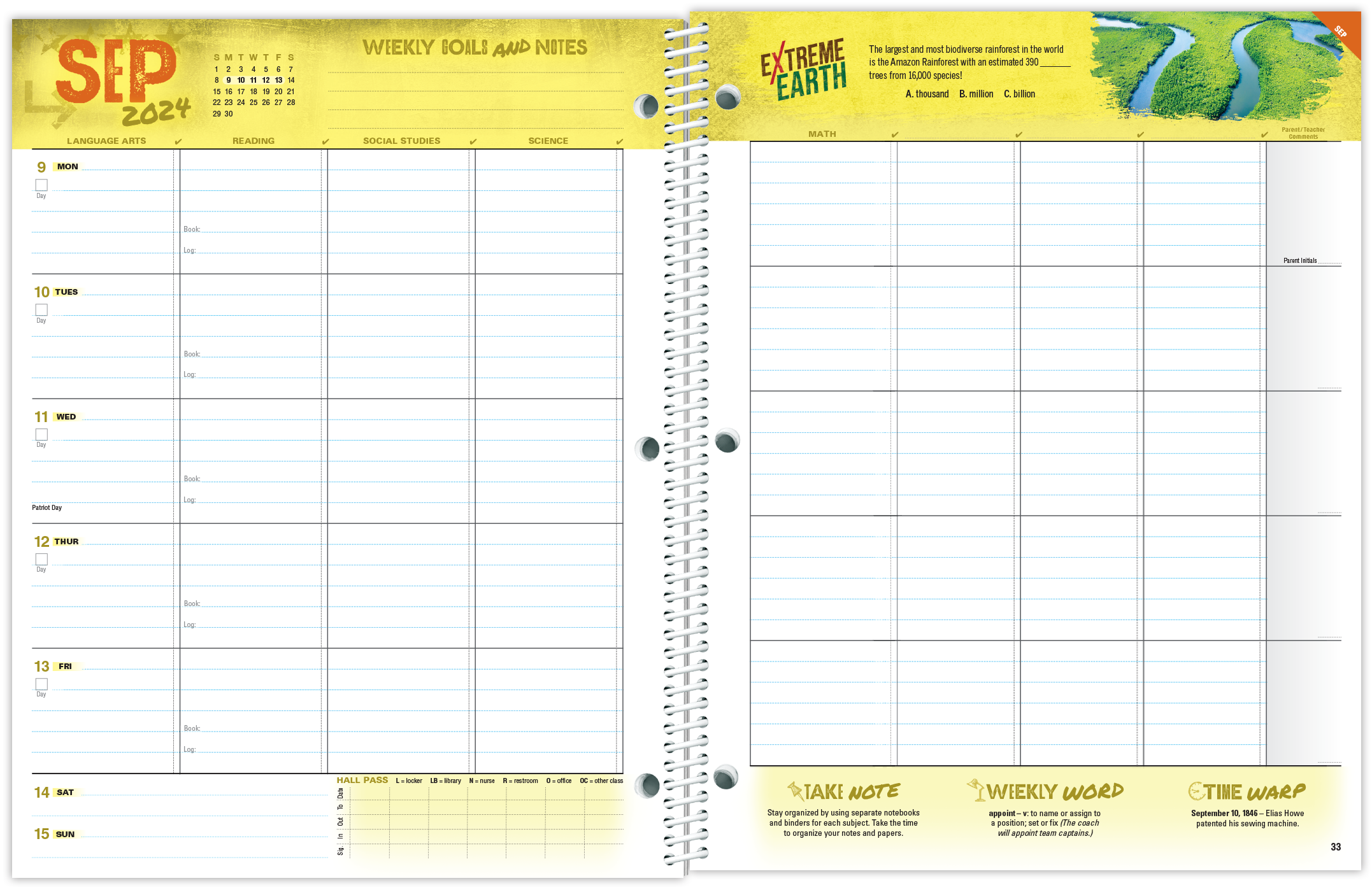 sample student planner template