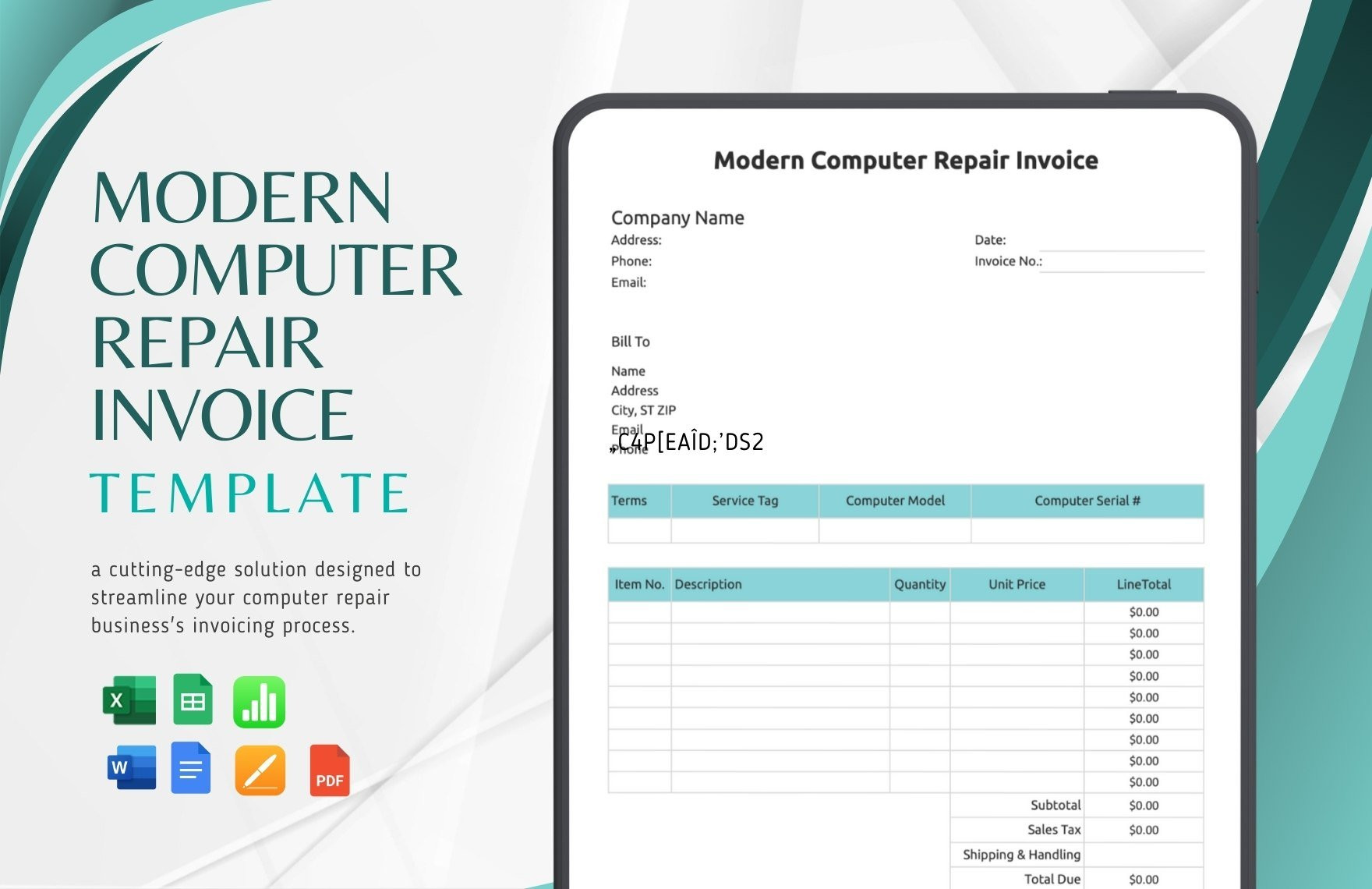 sample computer repair invoice template