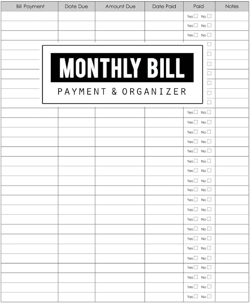 sample payment planner template