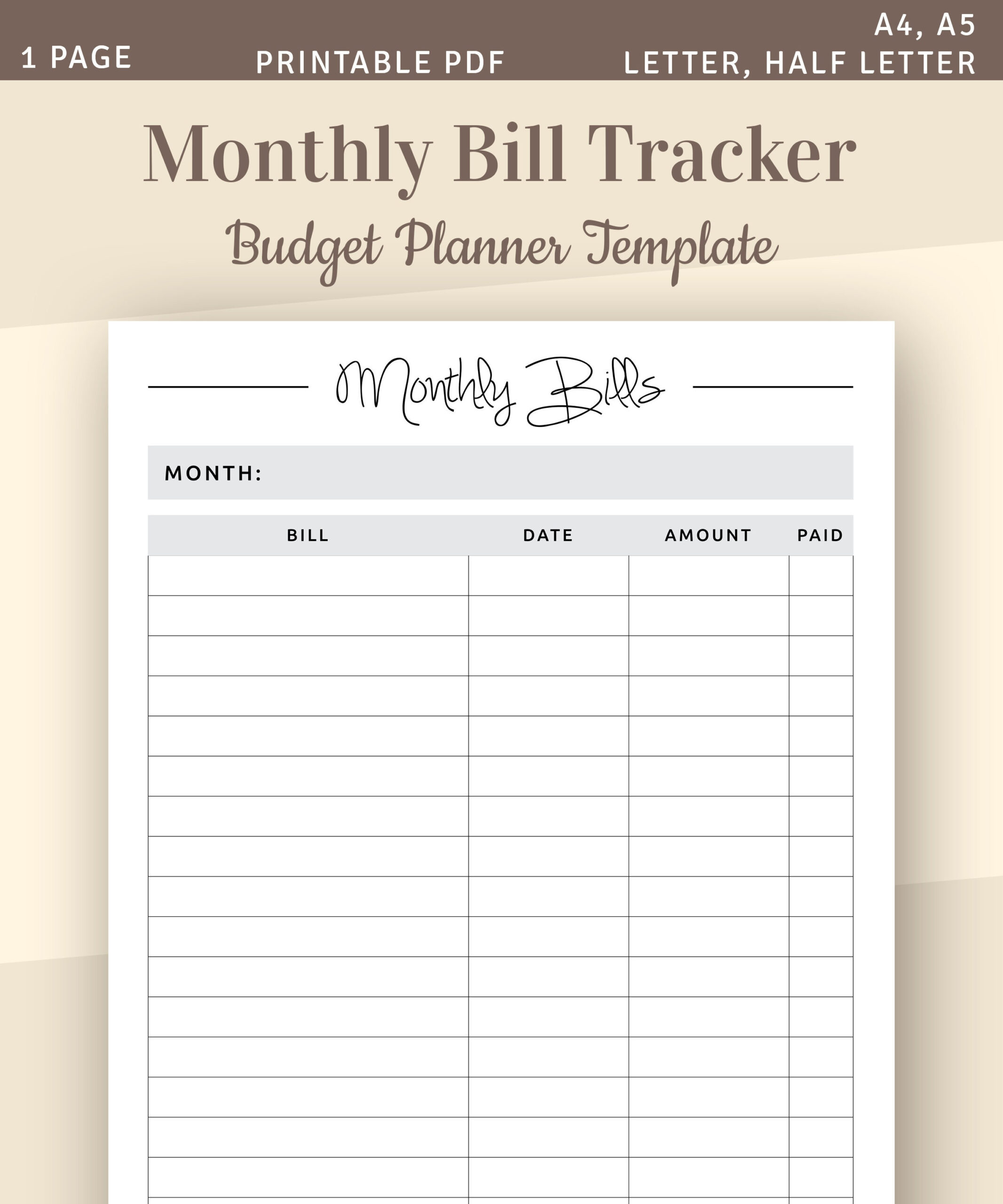 sample payment planner template