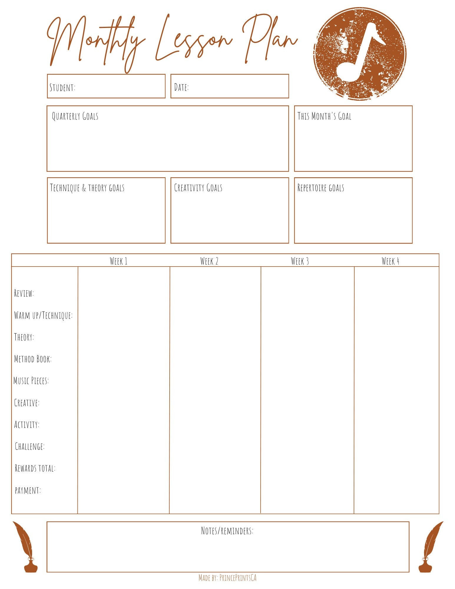 sample monthly lesson planner template