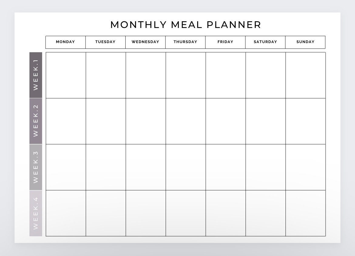 sample monthly meal planning template