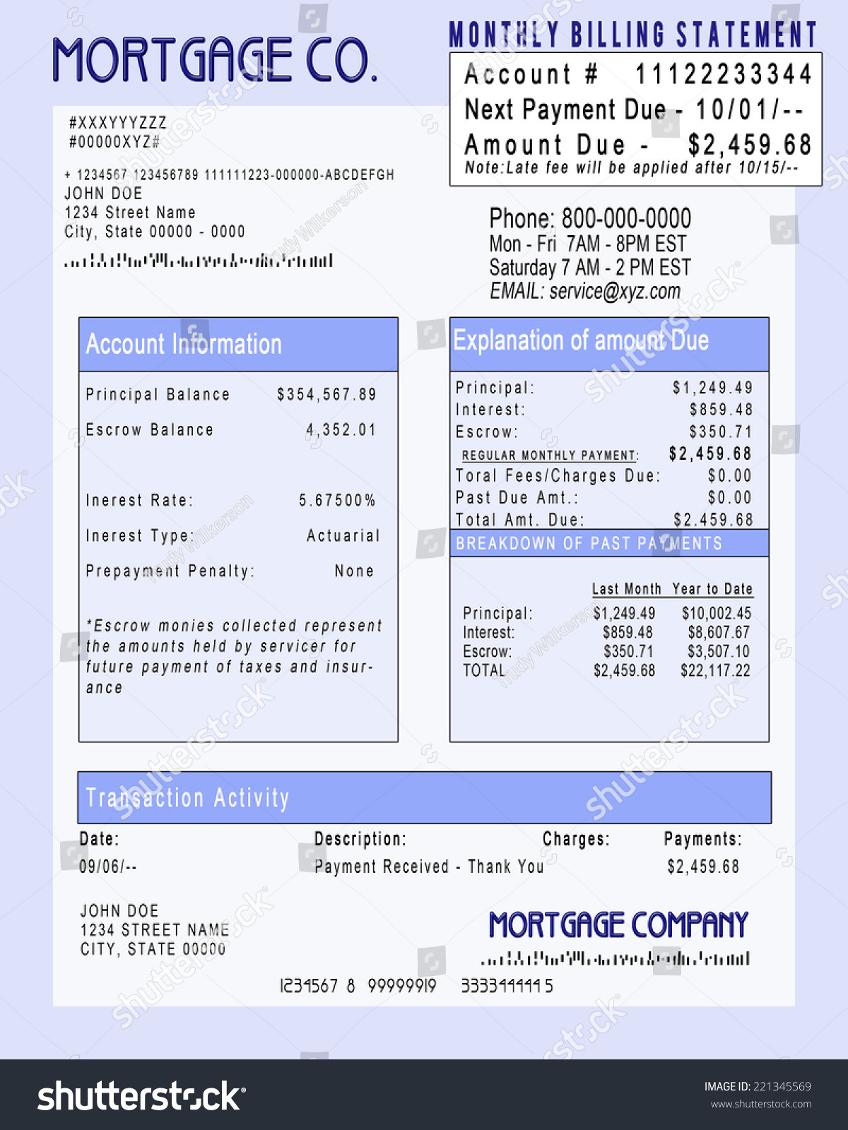 sample mortgage invoice template