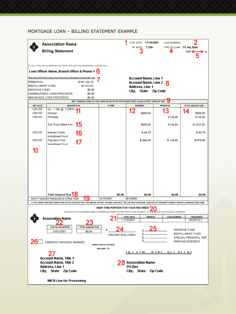 sample mortgage invoice template