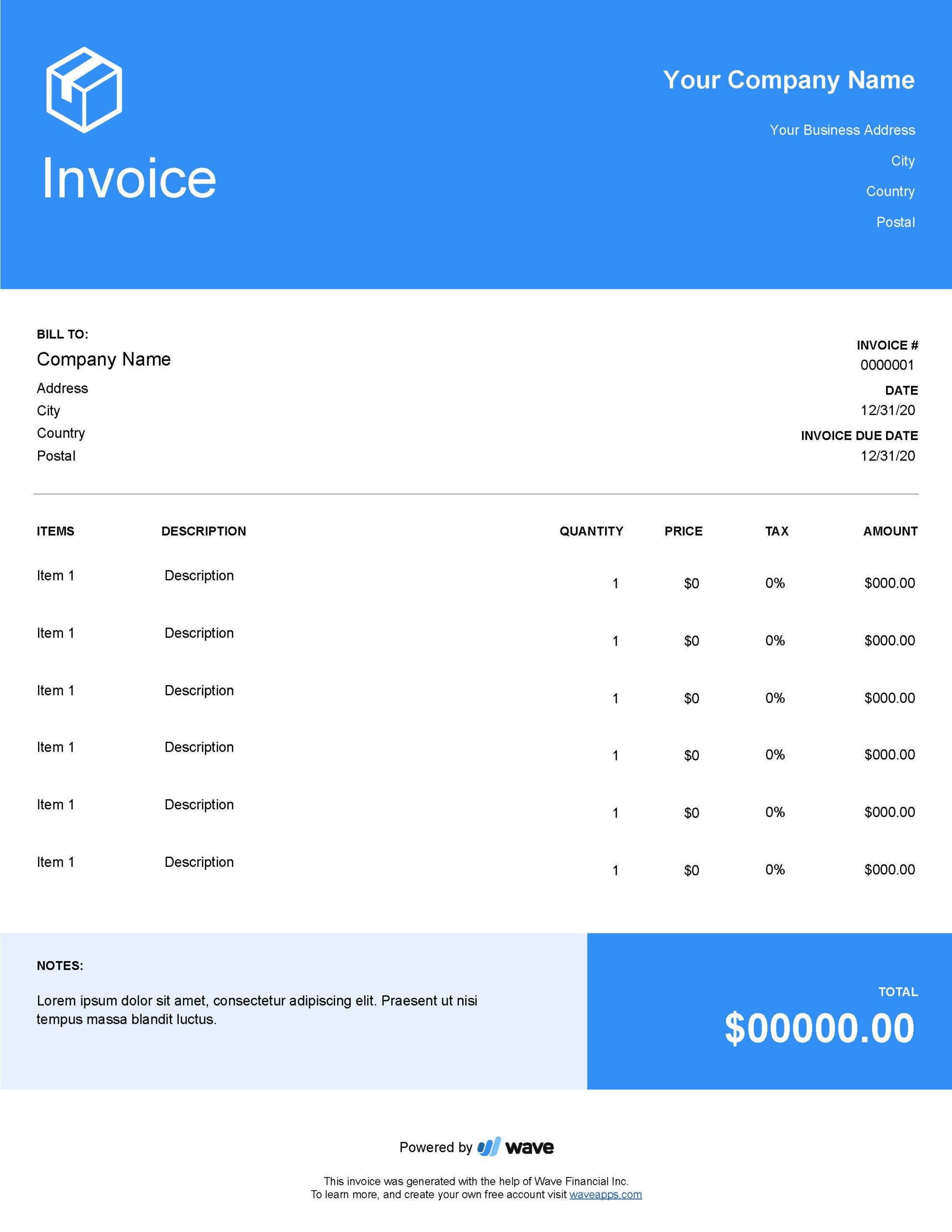 moving invoice template