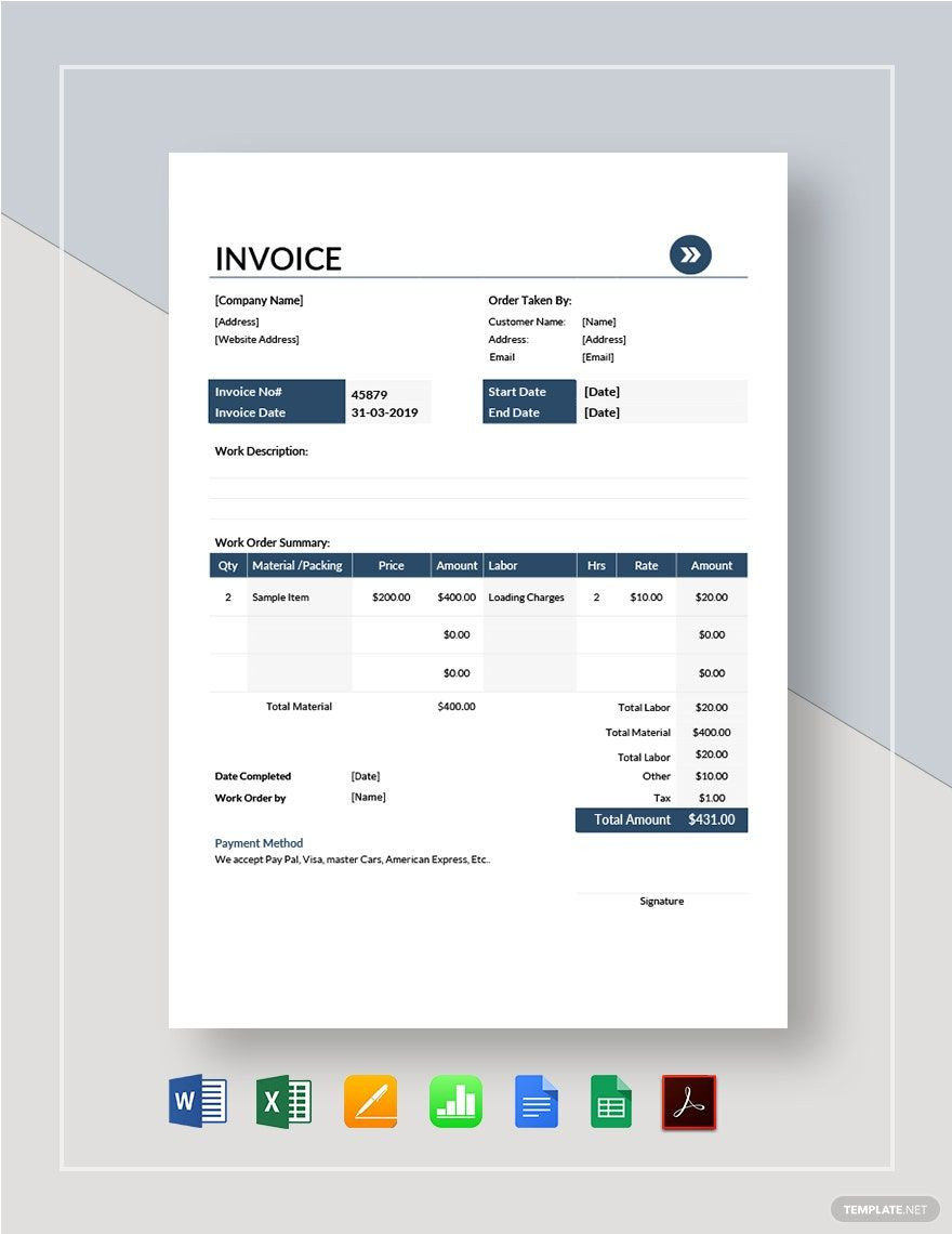 moving invoice template