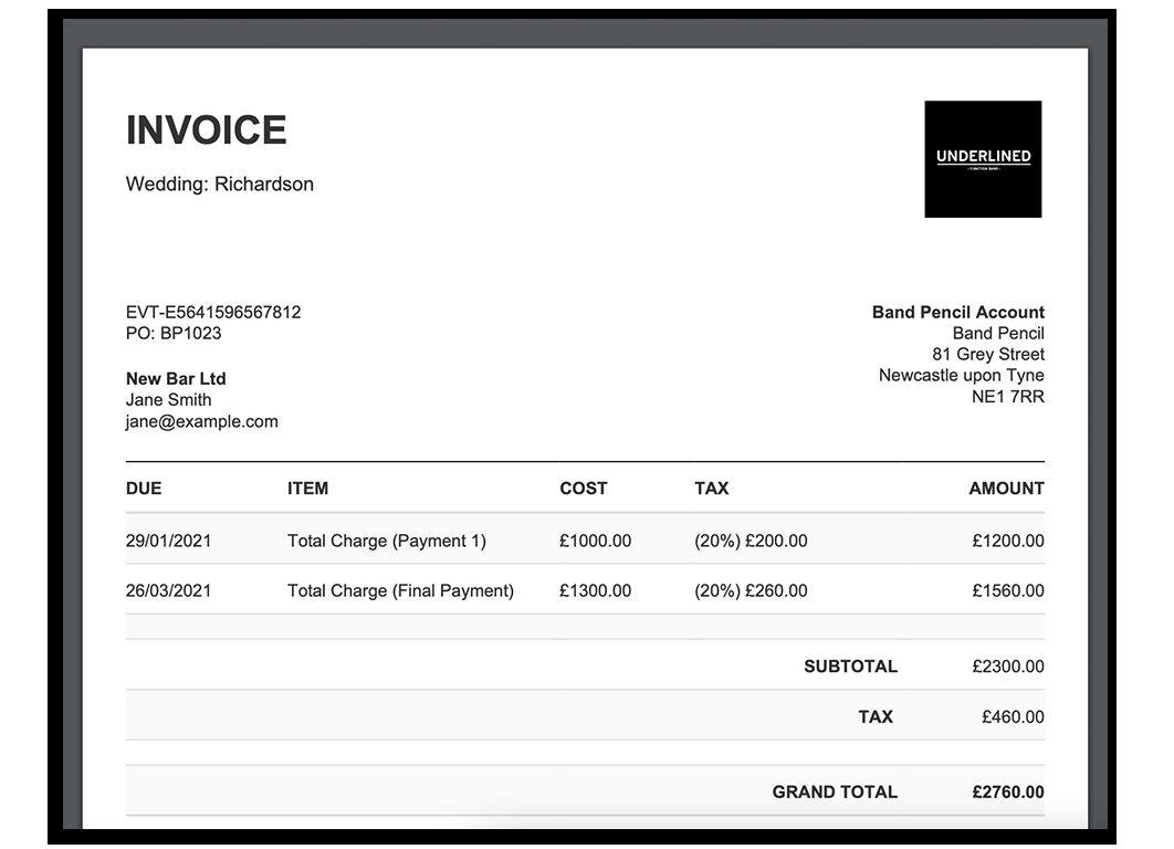 music invoice template