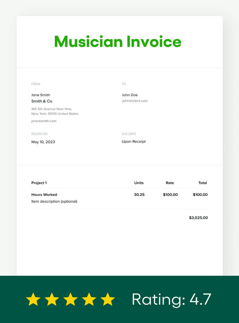 sample invoice musician template