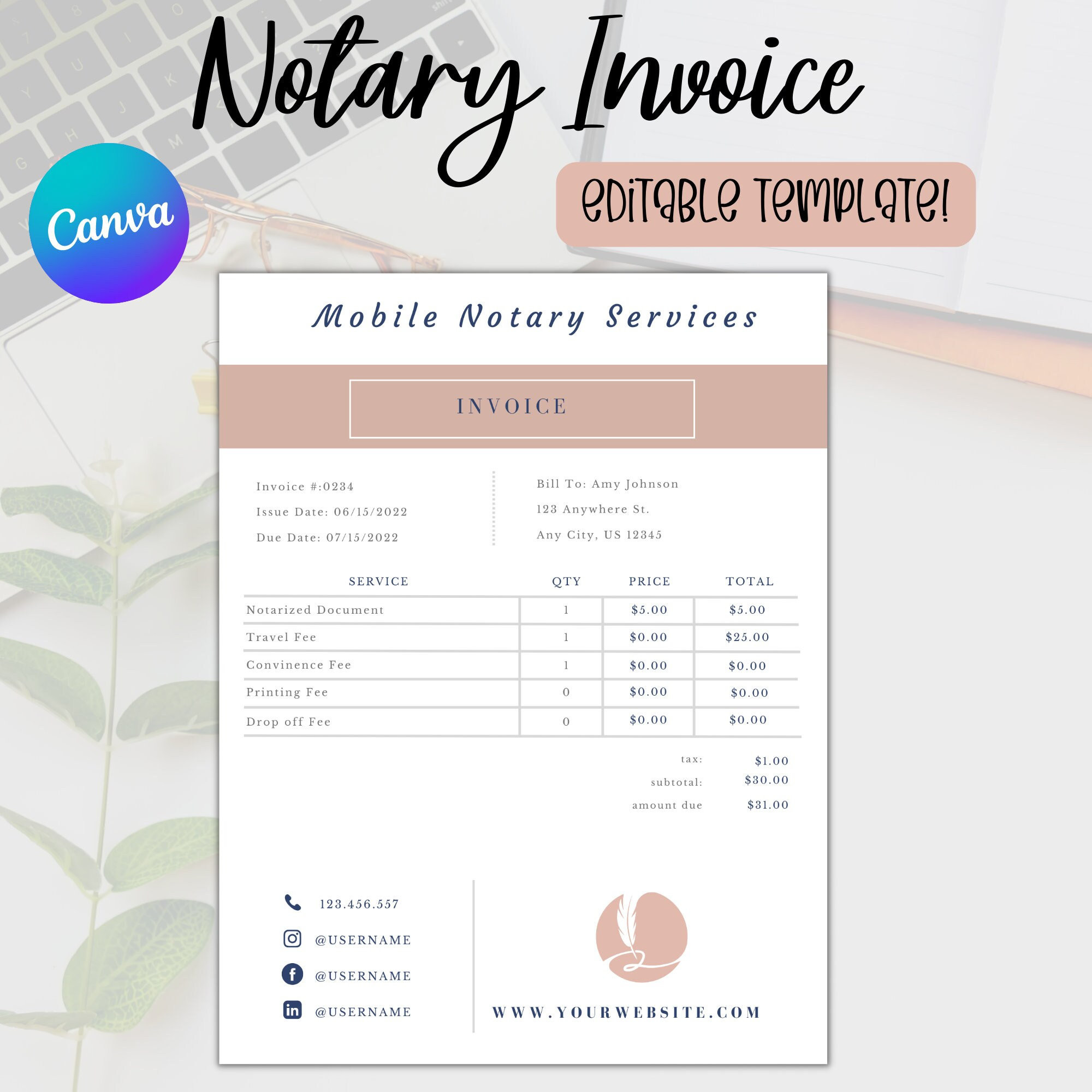 notary invoice template