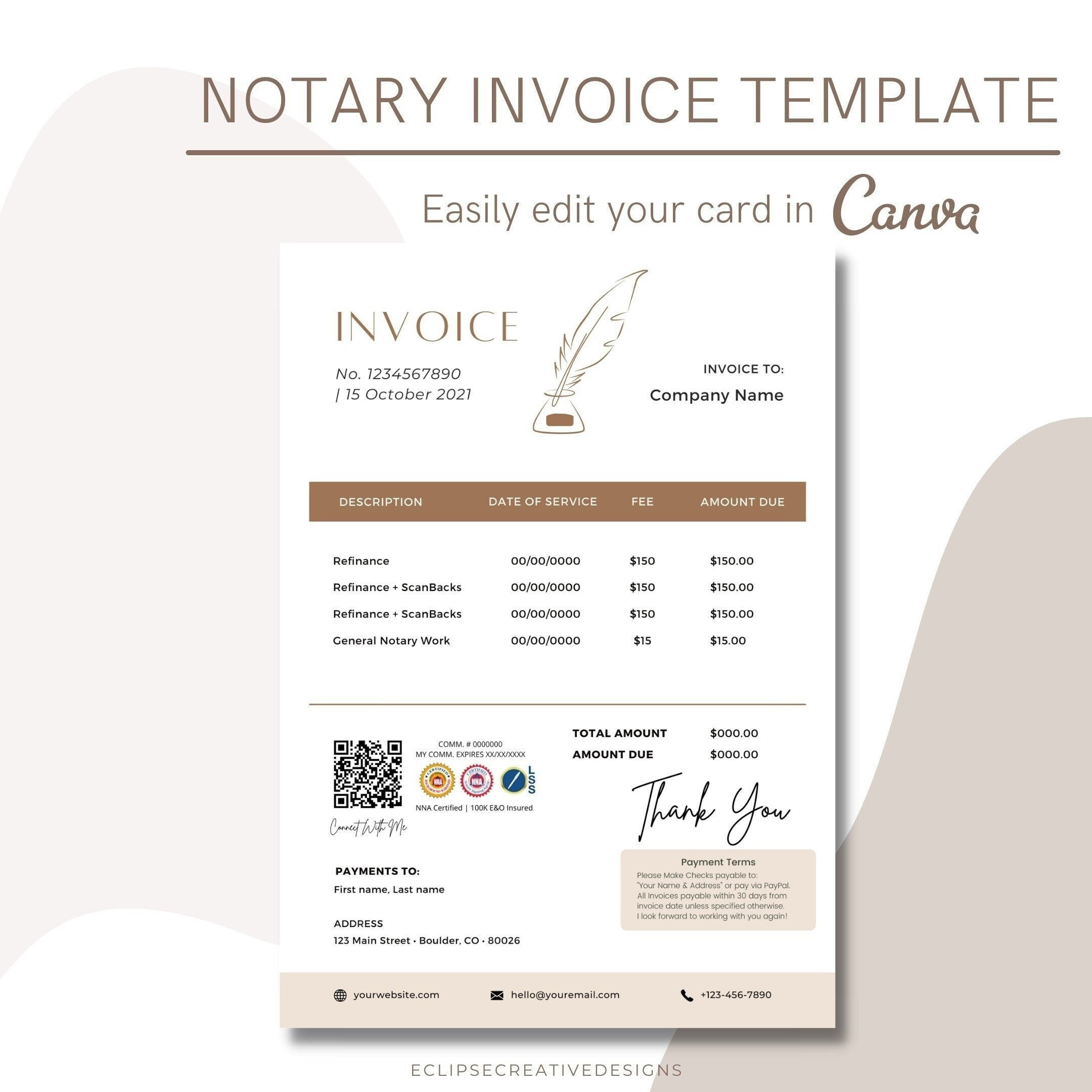 notary invoice template