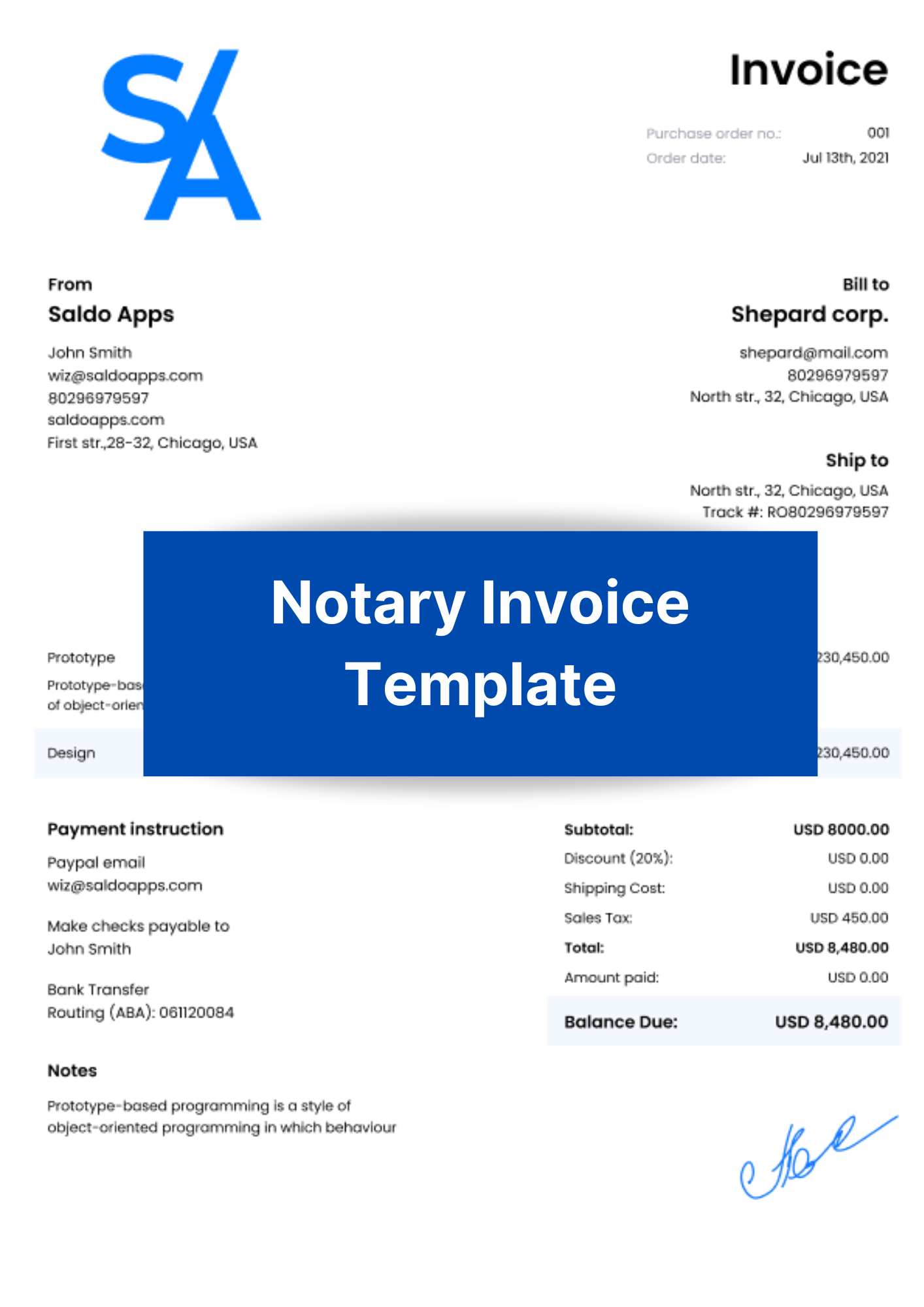 notary invoice template