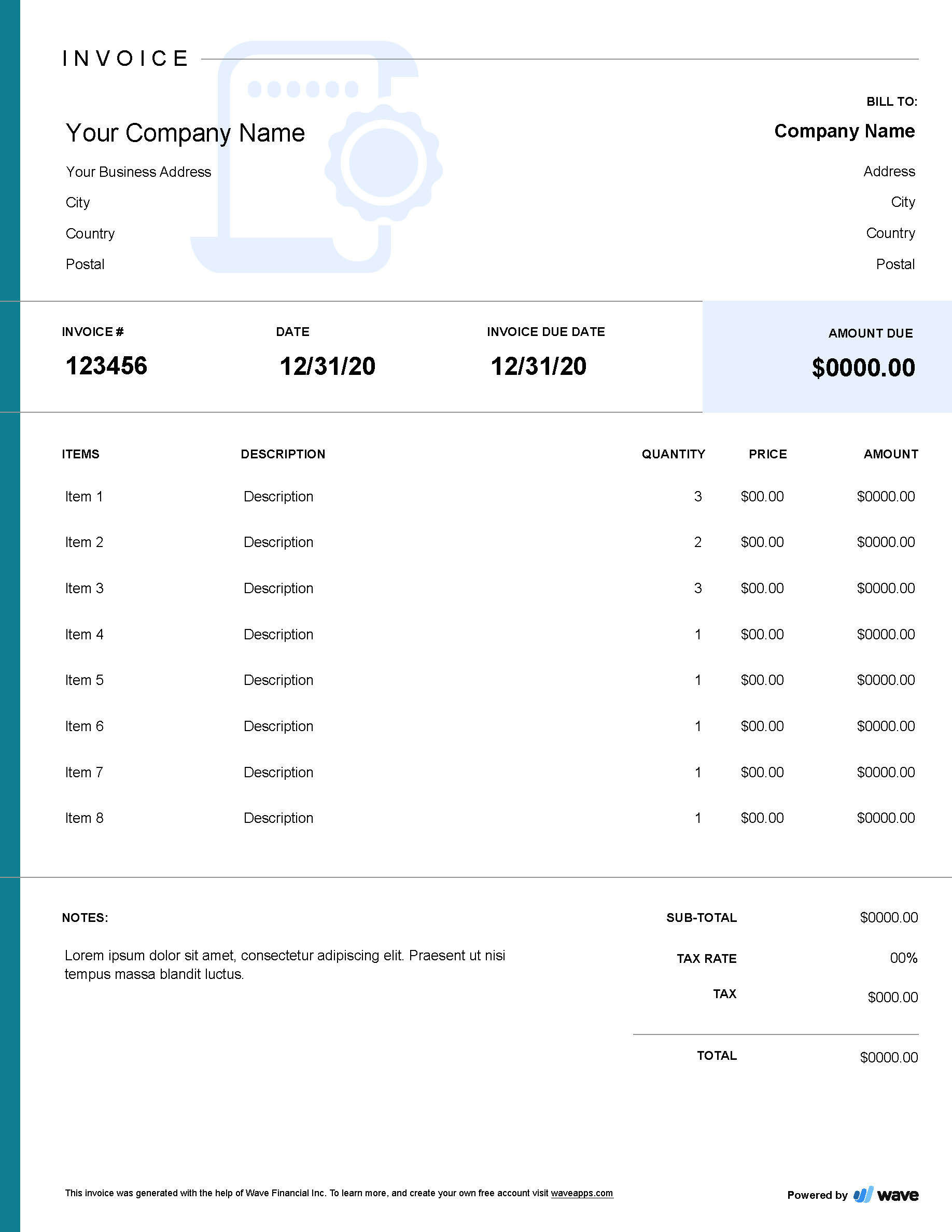 notary invoice template