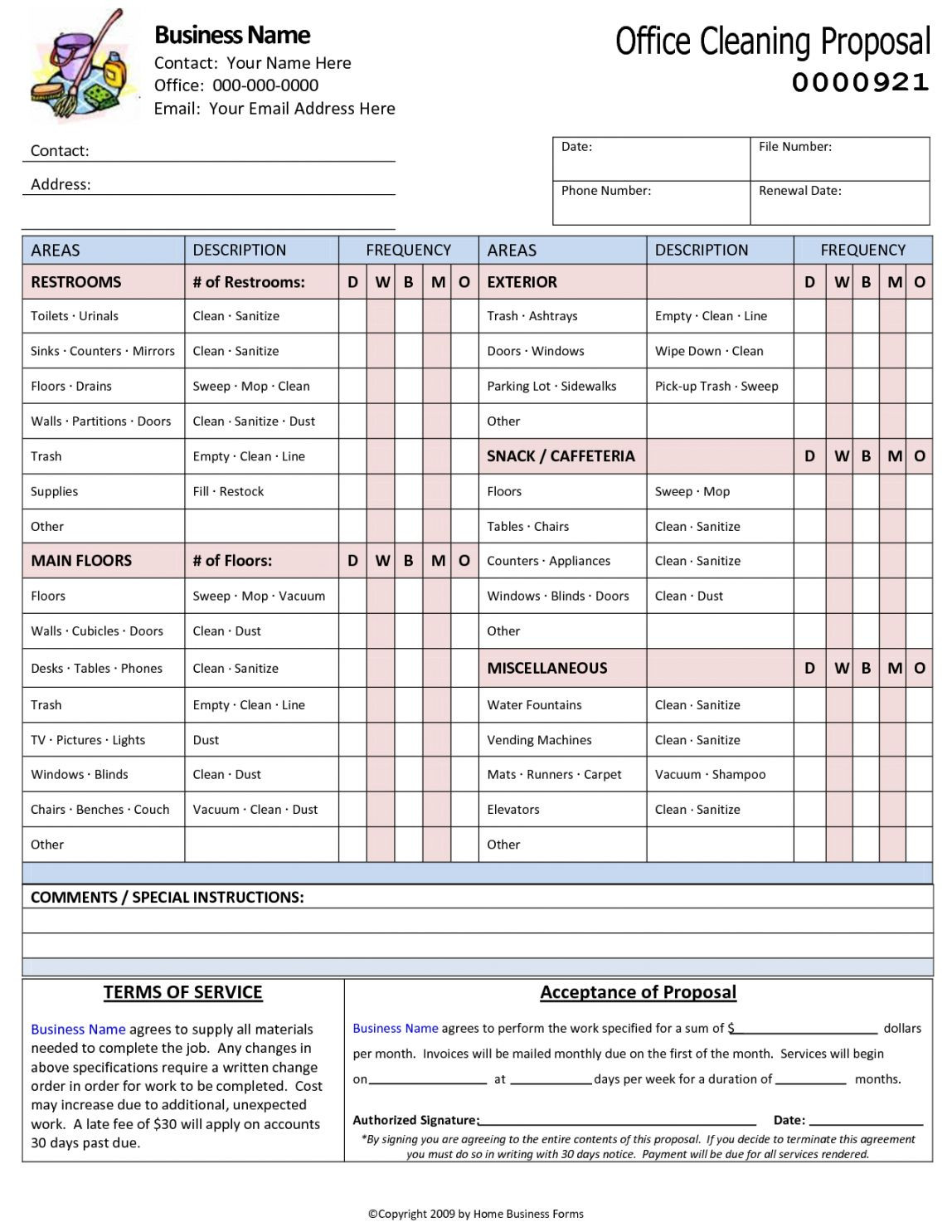 sample office cleaning estimate template