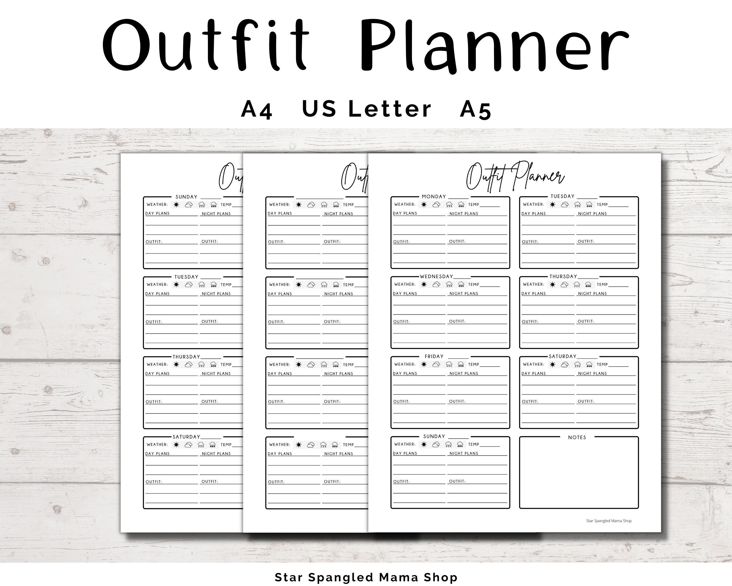 sample outfit planner template